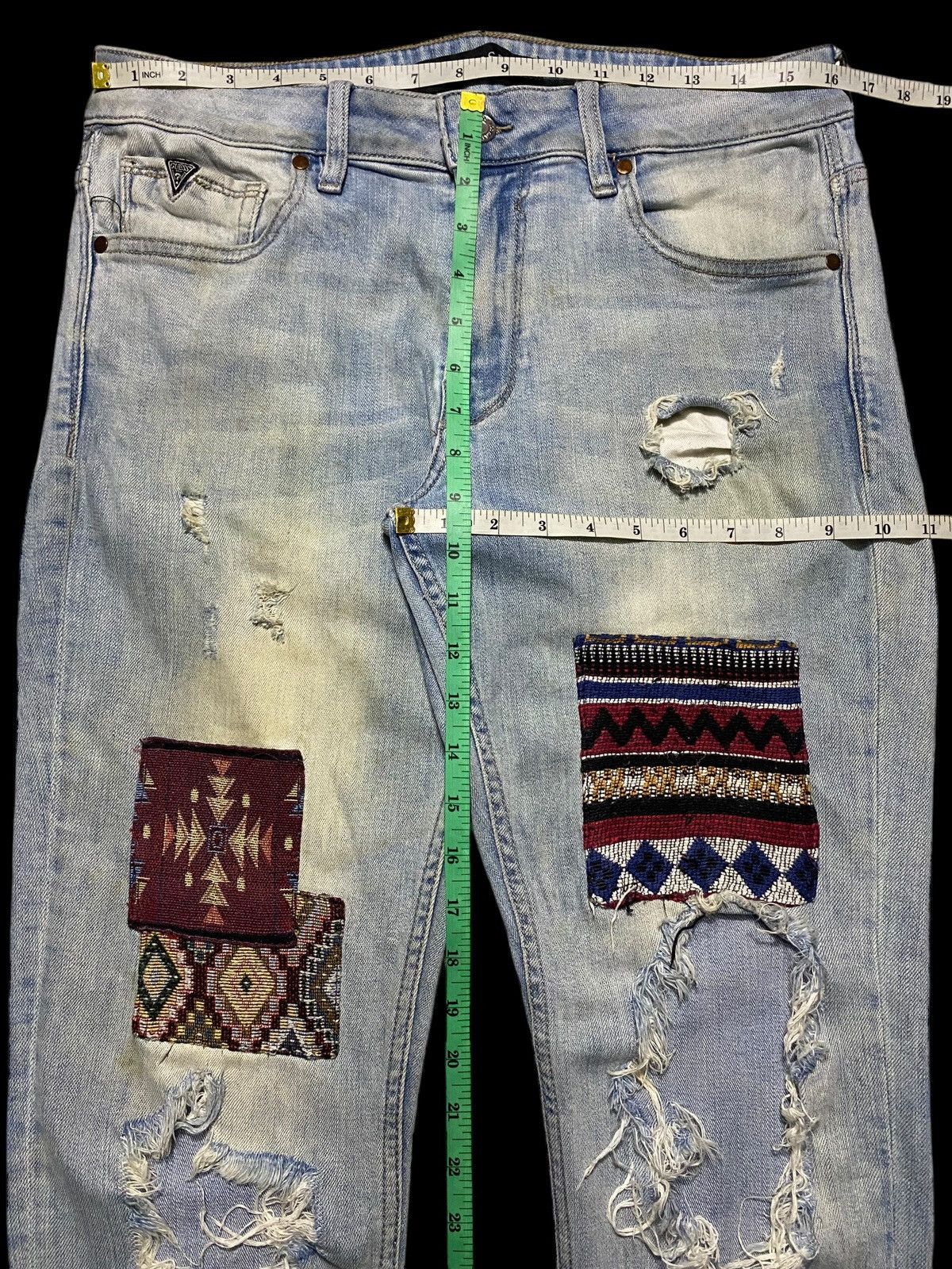 Guess × Pleasures Vintage Guess Blue Patched Ripped Seditionary Skinny Jeans Size US 32 / EU 48 - 15 Thumbnail