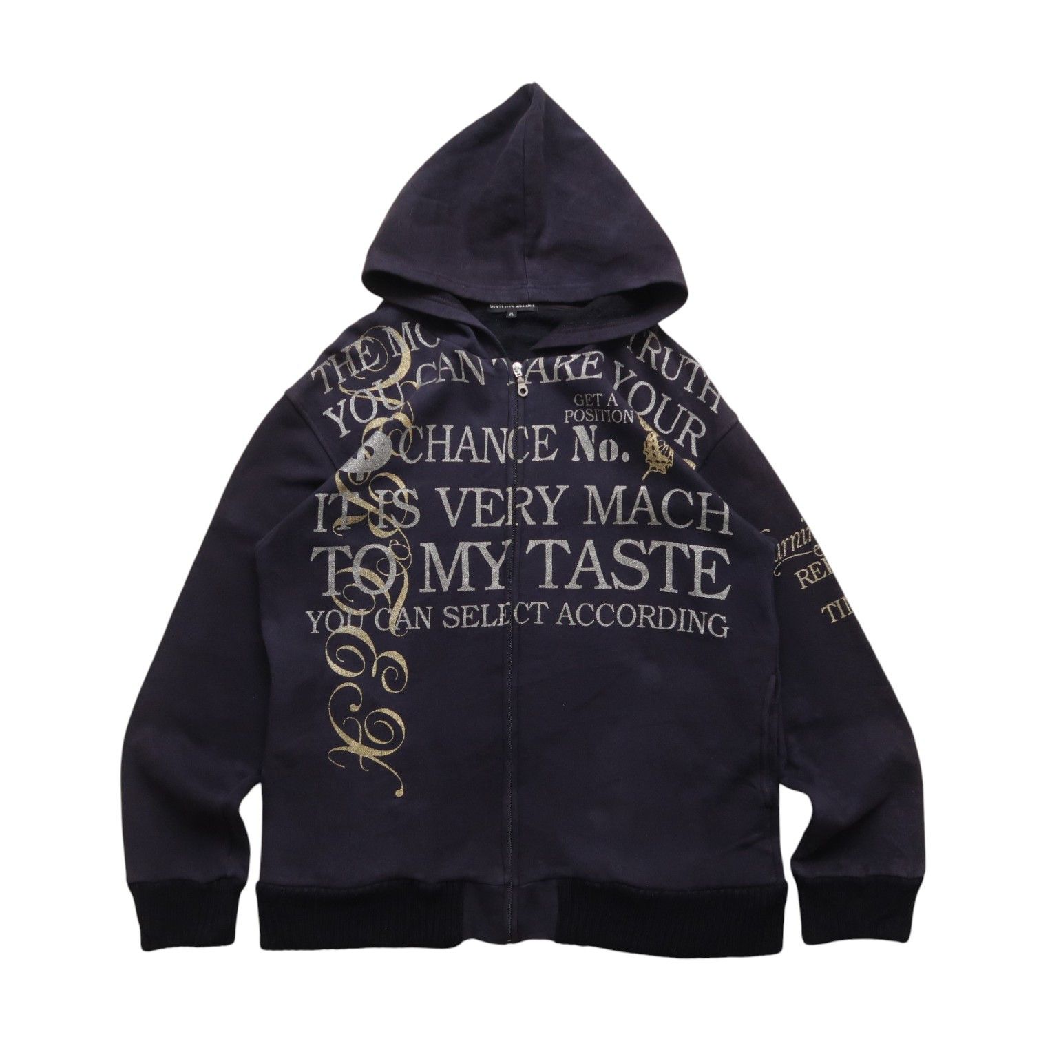 2000s LGB Defective Struct Poem Spell Out Y2K Zip Hoodie