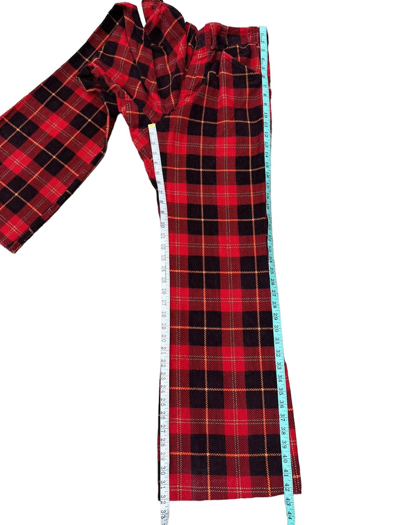 Vintage Vintage 70s Psychedelic Plaid Tartan Flare Cord Trouser Size US 32 / EU 48 - 5 Thumbnail