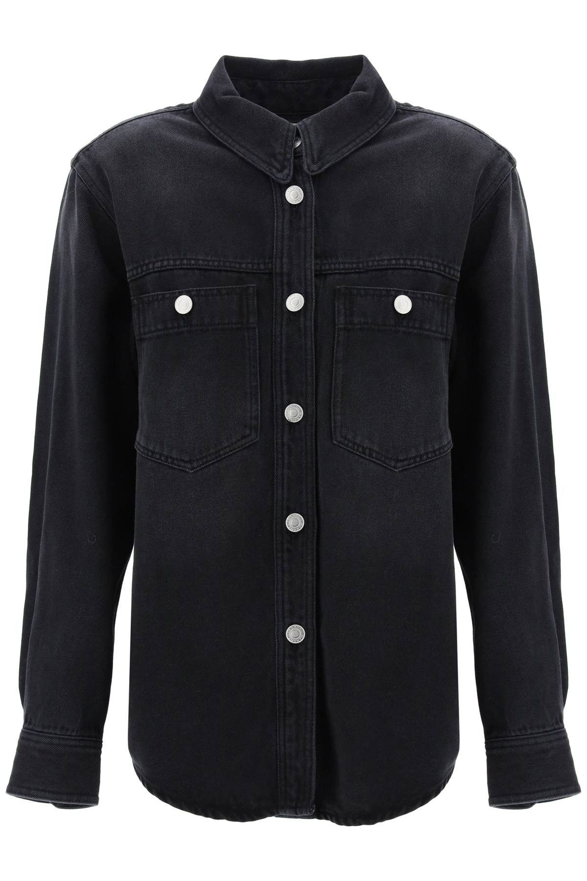 image of Isabel Marant Denim Talbot Shirt in Faded Black, Women's (Size Medium)