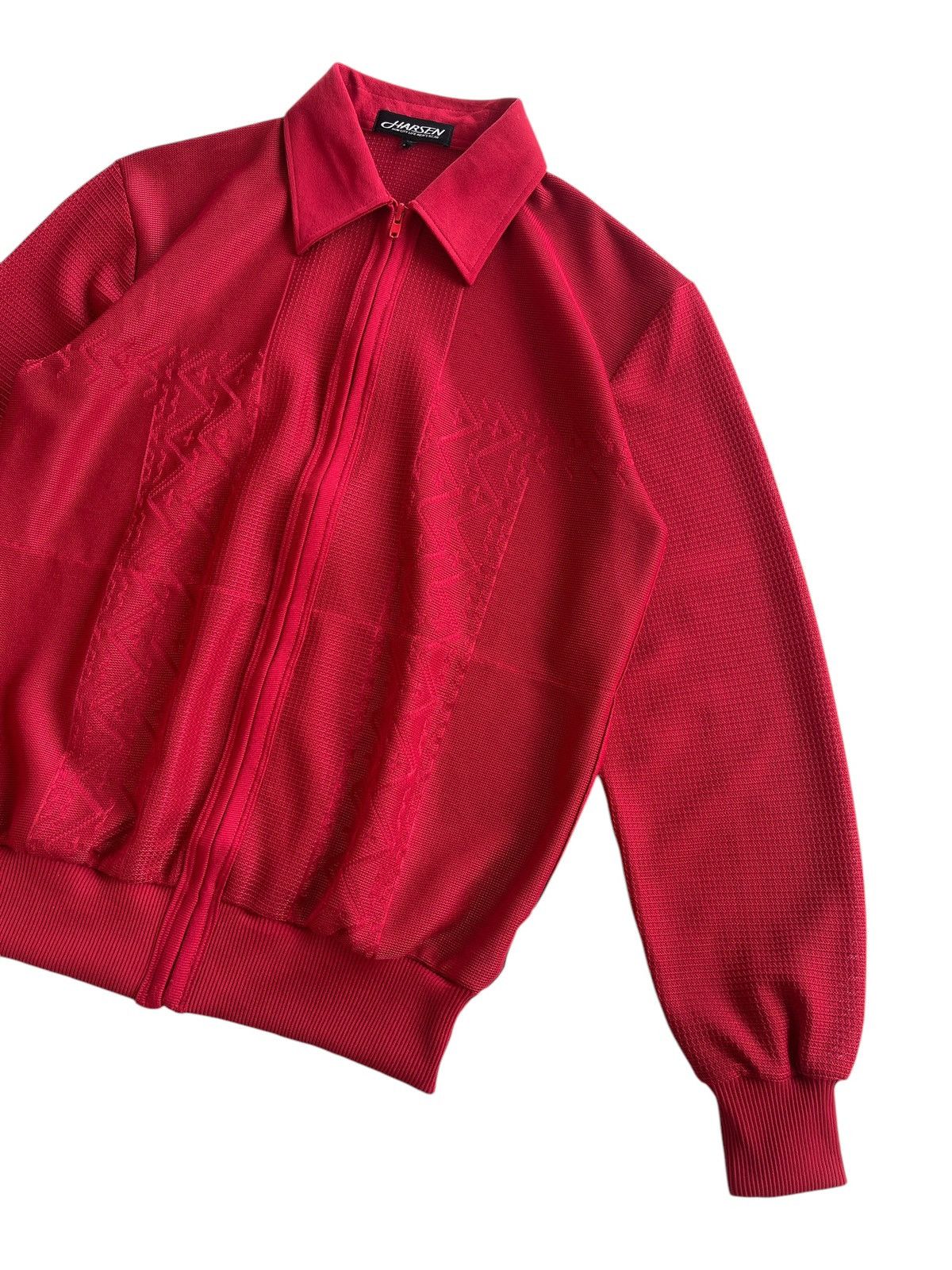 Japanese Brand 80s Harsen Abstract Polyester Knit Blouson Jacket Size US M / EU 48-50 / 2 - 6 Thumbnail