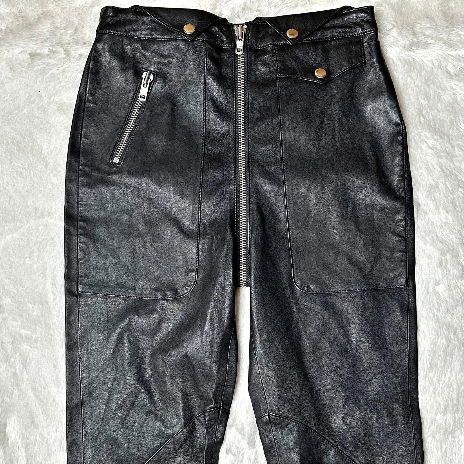 REVOLVE NEW Revolve Straight Leg Leather Moto Pants Women’s 4/6 Size 28" / US 6 / IT 42 - 3 Thumbnail