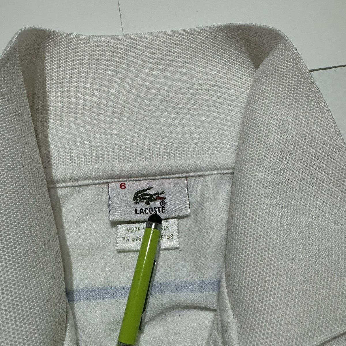Lacoste × Vintage Lacoste Vintage White Blue Striped Polo Rugby Golf Shirt Size US L / EU 52-54 / 3 - 6 Thumbnail