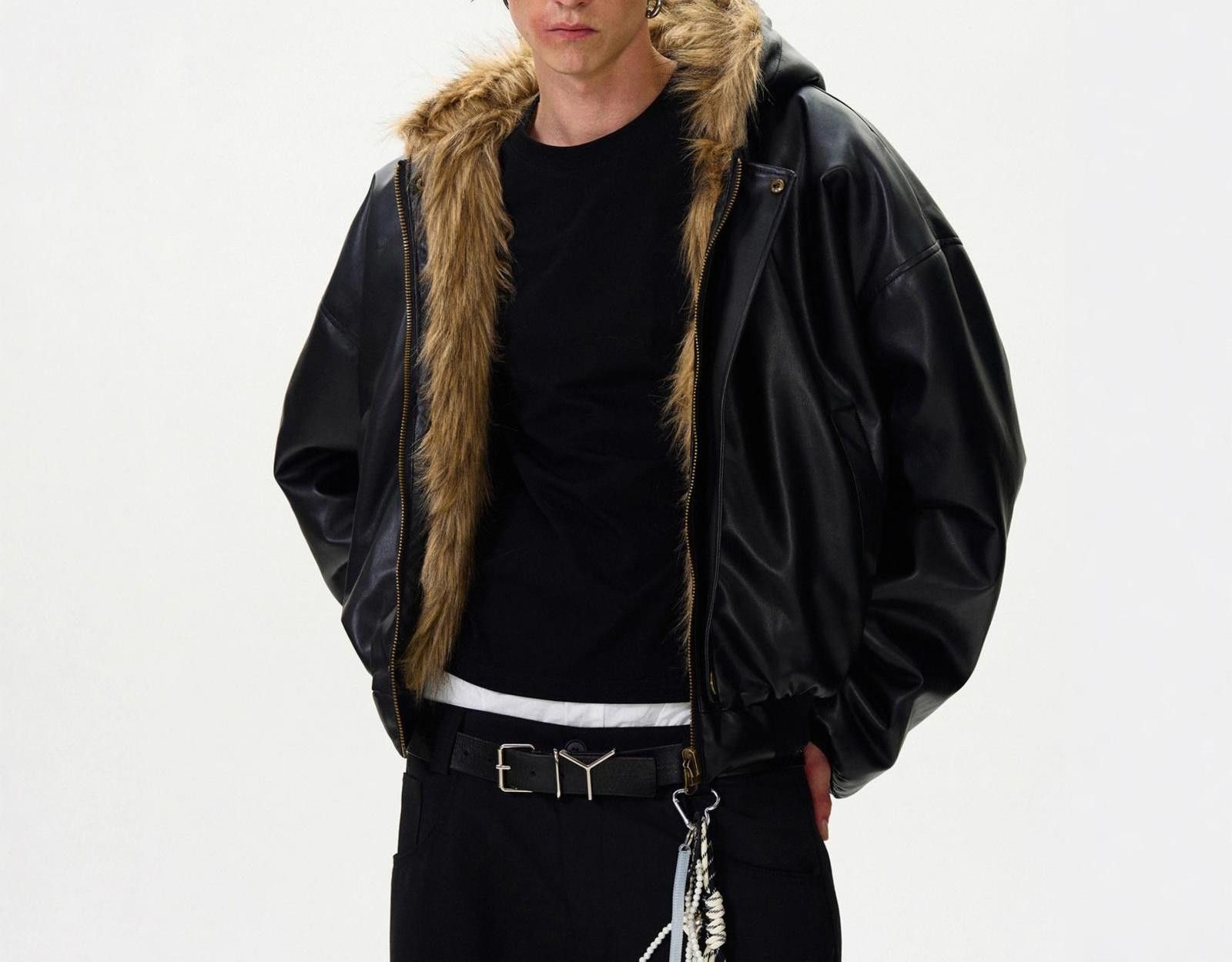 Japanese Brand Reversable Brown Faux / Black Leather Bomber Jacket Size US M / EU 48-50 / 2 - 2 Thumbnail