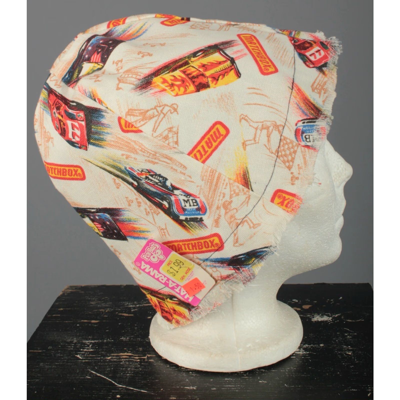 Vintage Boys Matchbox Car Print Bucket Hat 1970s Vtg 26" Cotton Children/Adults? Size ONE SIZE - 6 Thumbnail