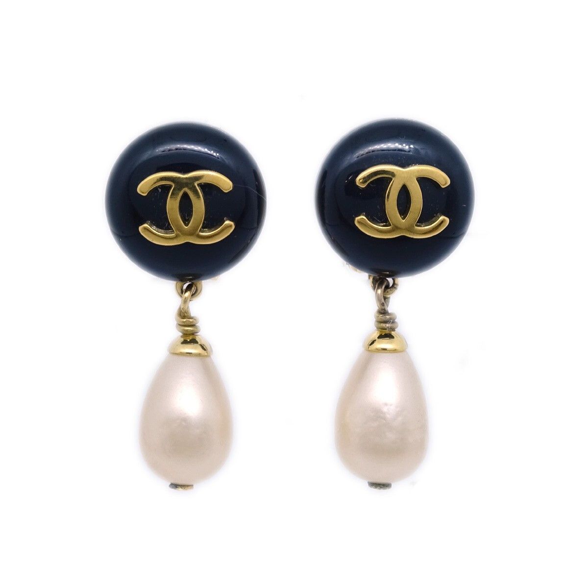 Chanel Chanel CC Dangle Earrings Metal with Faux Pearl Size ONE SIZE - 1 Thumbnail