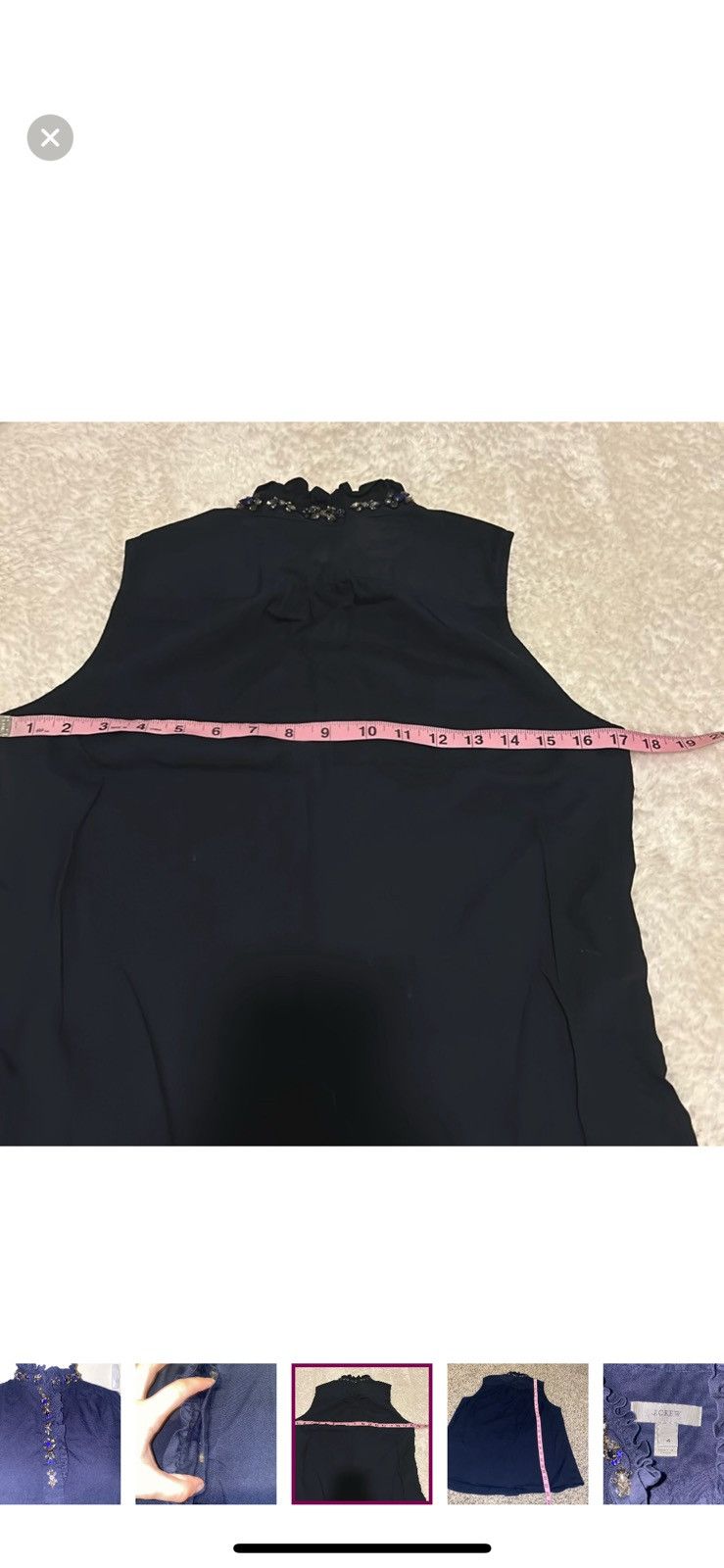 J.Crew J. Crew navy blue tilda sleeveless ruffled jeweled blouse Size S / US 4 / IT 40 - 4 Thumbnail