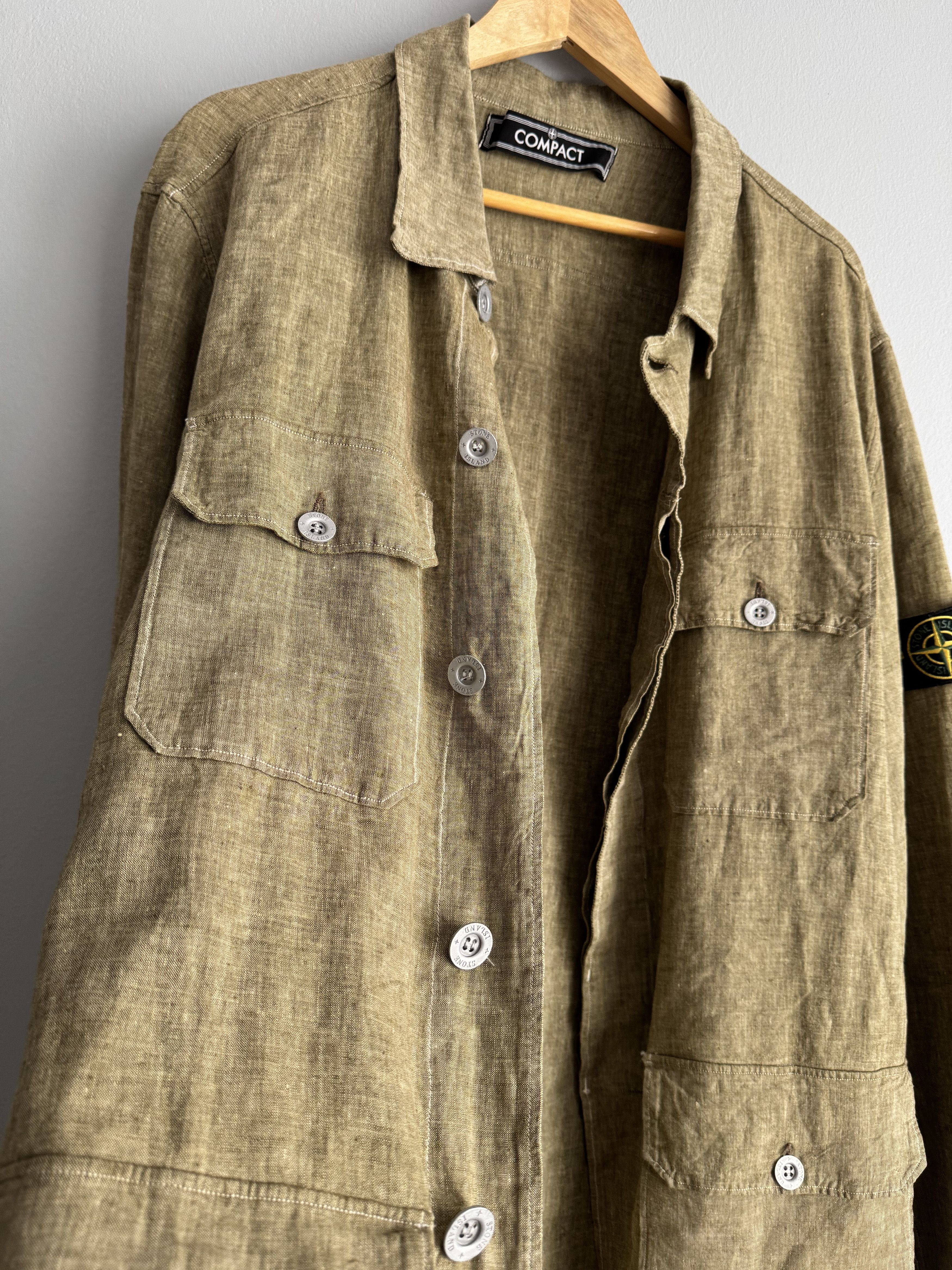 Stone Island RARE Stone Island 90s Compact Flax Linen Jacket Garment Dyed Size US L / EU 52-54 / 3 - 6 Thumbnail