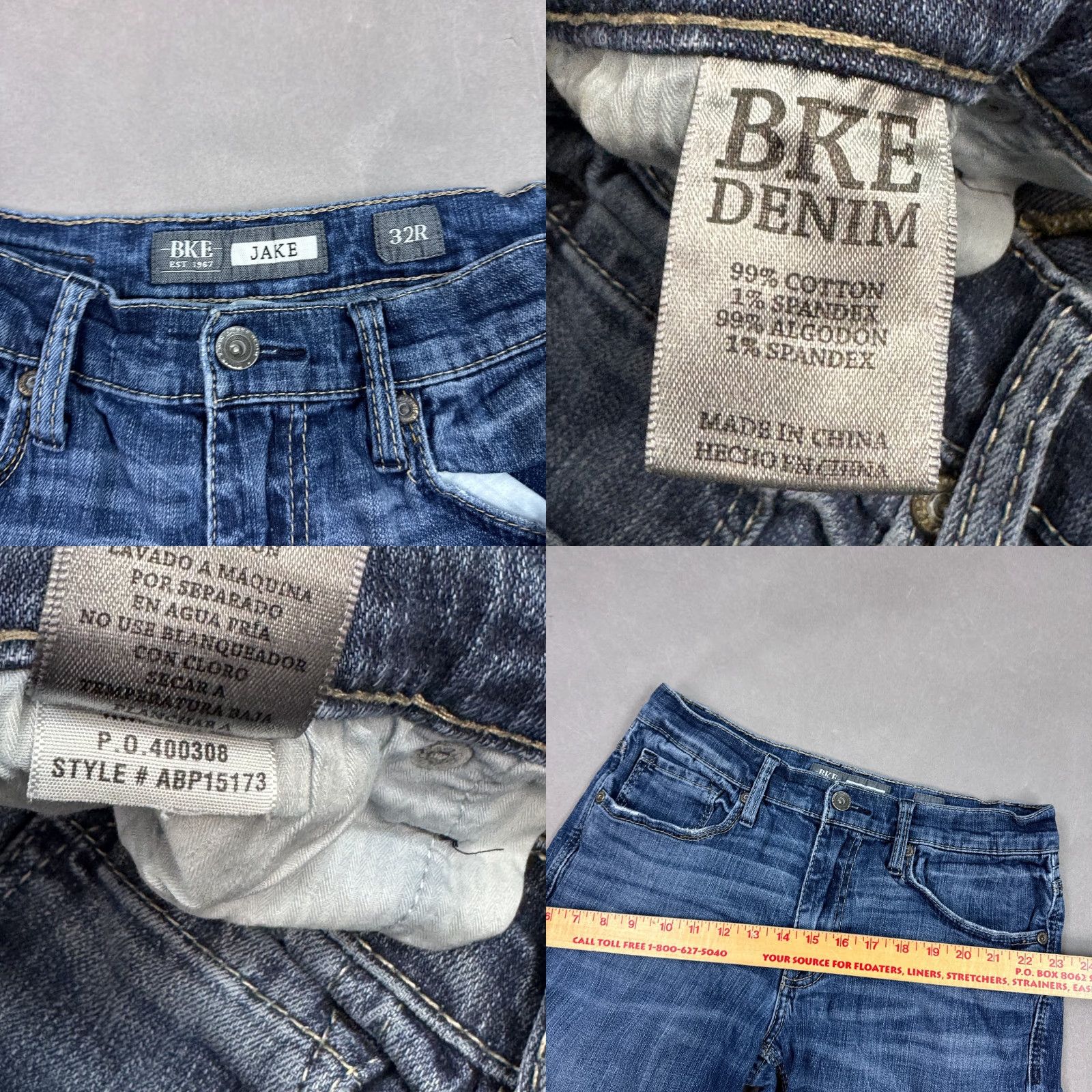 Vintage Buckle BKE Jeans Mens 30x32 Blue Jake Denim Pant Distress Washout Faded Tag32R Size US 32 / EU 48 - 8 Thumbnail