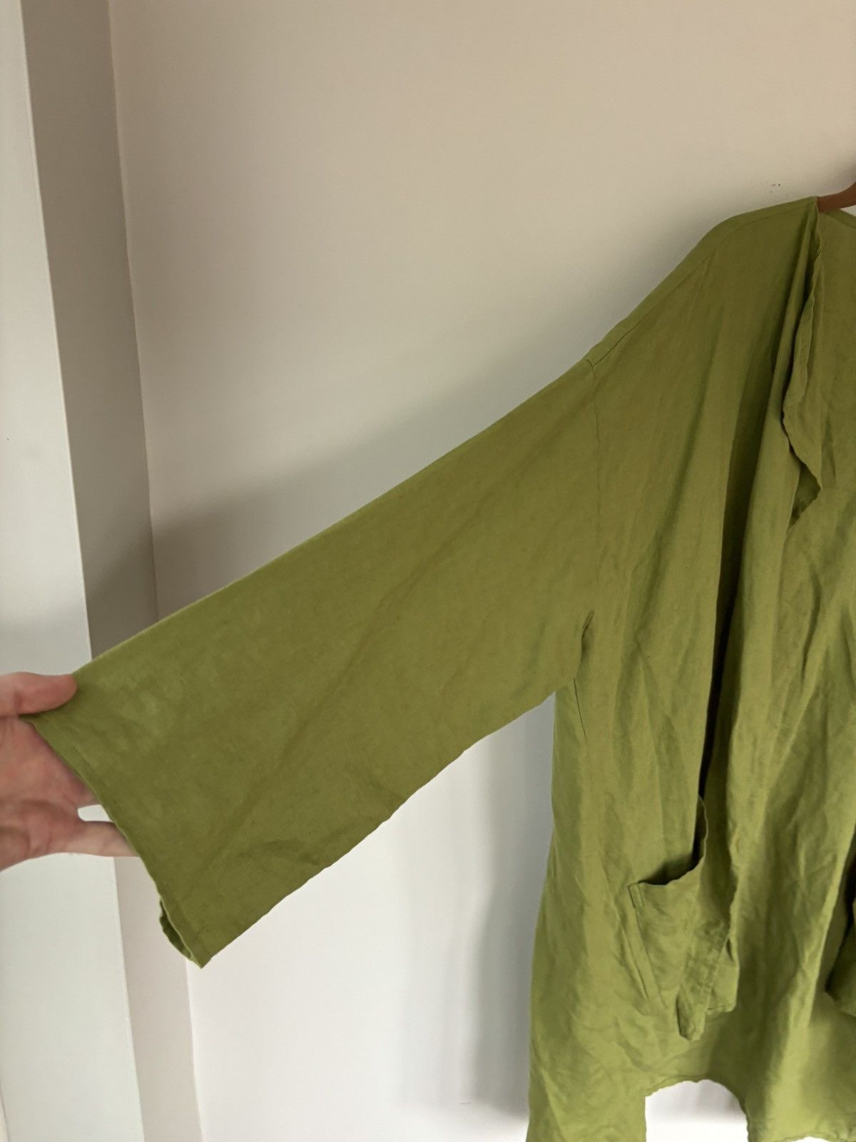 Designer × Vintage × eskandar Eskandar Linen Overshirt Prada Green Drapey Slouch Long Open Size ONE SIZE - 6 Thumbnail