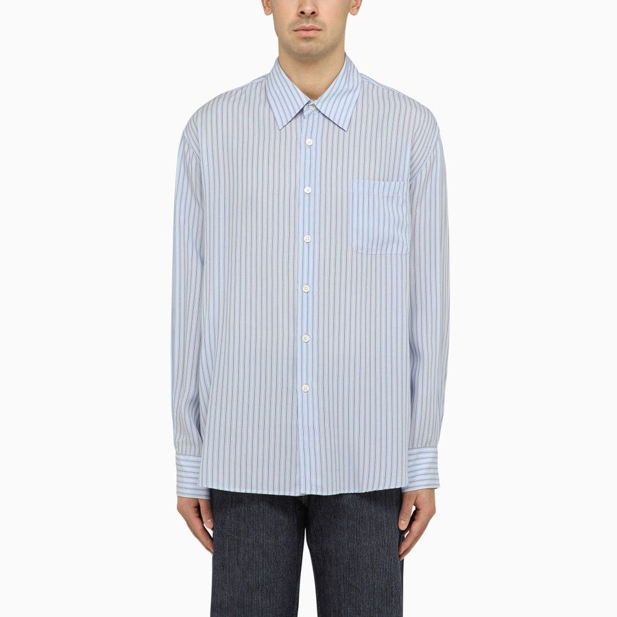 image of Our Legacy O1D2Blof0524 Striped Cotton Shirts In Light Blue, Men's (Size Small)
