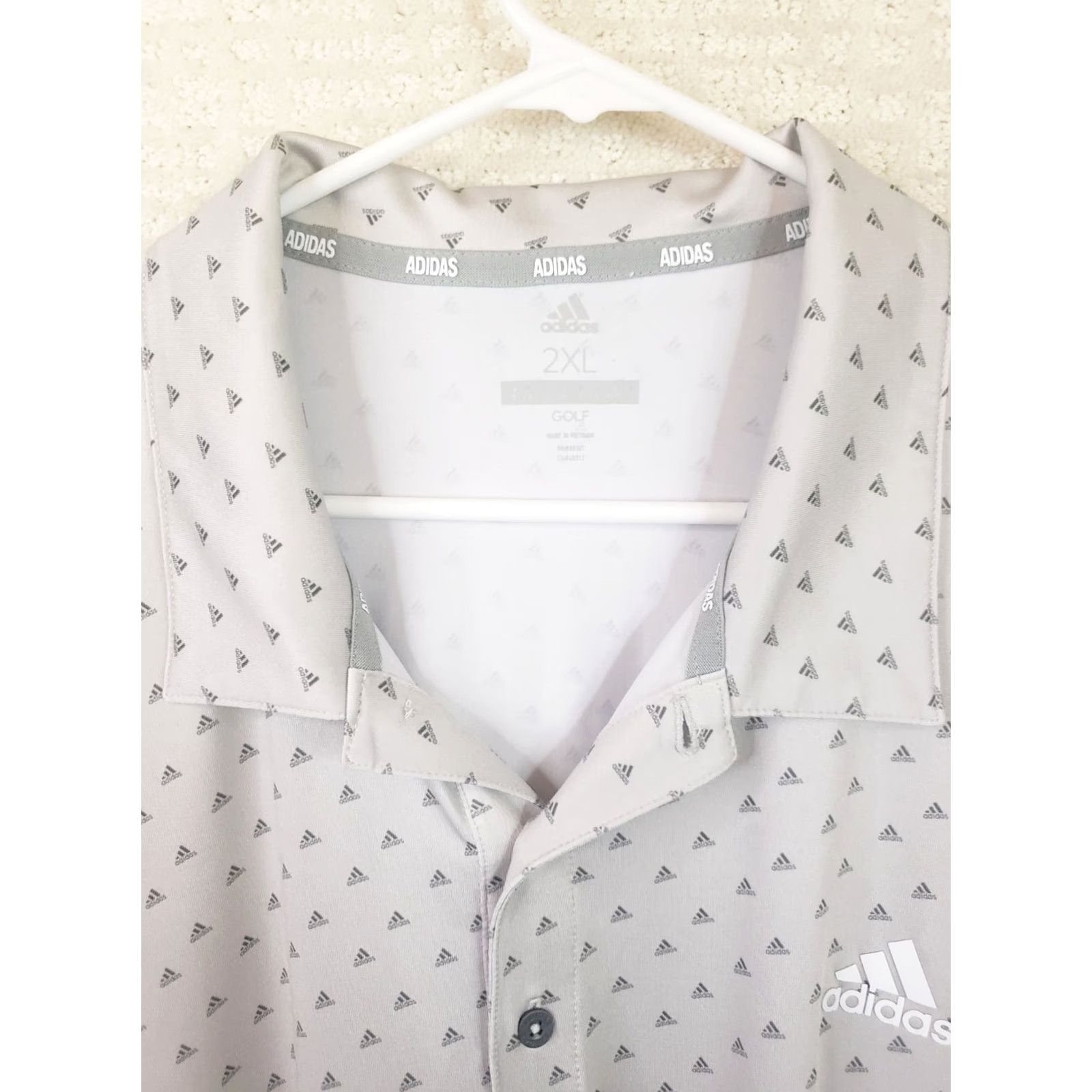 Adidas Adidas Golf Polo Shirt Mens 2XL Gray Geometric Performance All Over Print Polo Shirt Mens XXL Gray Geometric Adidas Logo Activewear Polo Mens 2XL Size US XXL / EU 58 / 5 - 5 Thumbnail