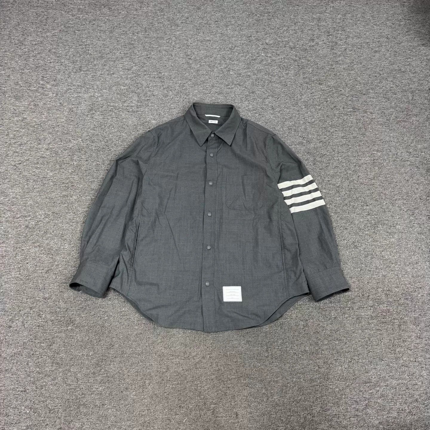 Thom Browne Thom Browne 4-stripe wool gray shirt-jkt 3 99 new Size L / US 10 / IT 46 - 1 Thumbnail