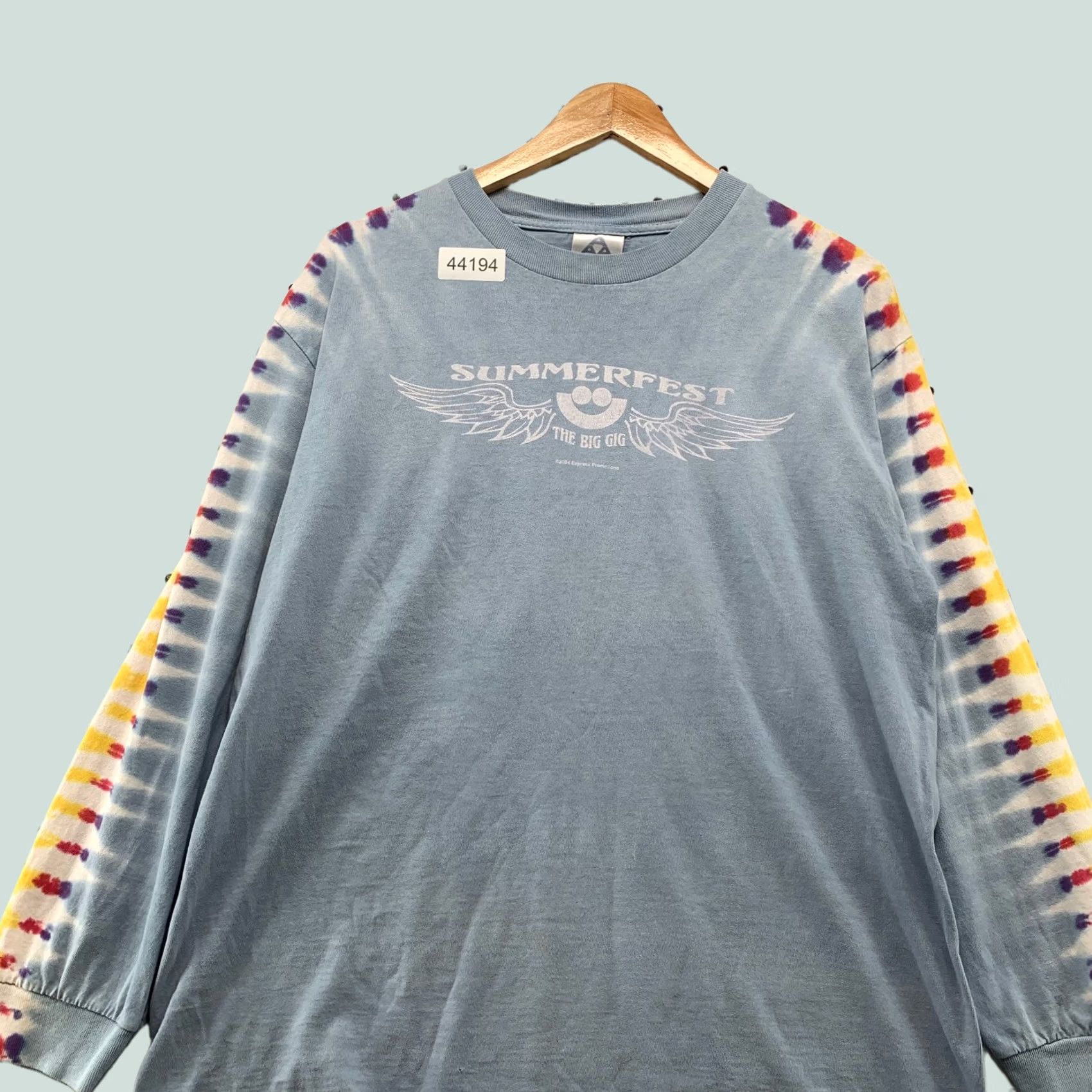 Vintage VINTAGE The Big Gig Shirt Mens L Blue Tie Dye Sleeves Summer Fest Hippie Music Shirt Size US L / EU 52-54 / 3 - 1 Thumbnail