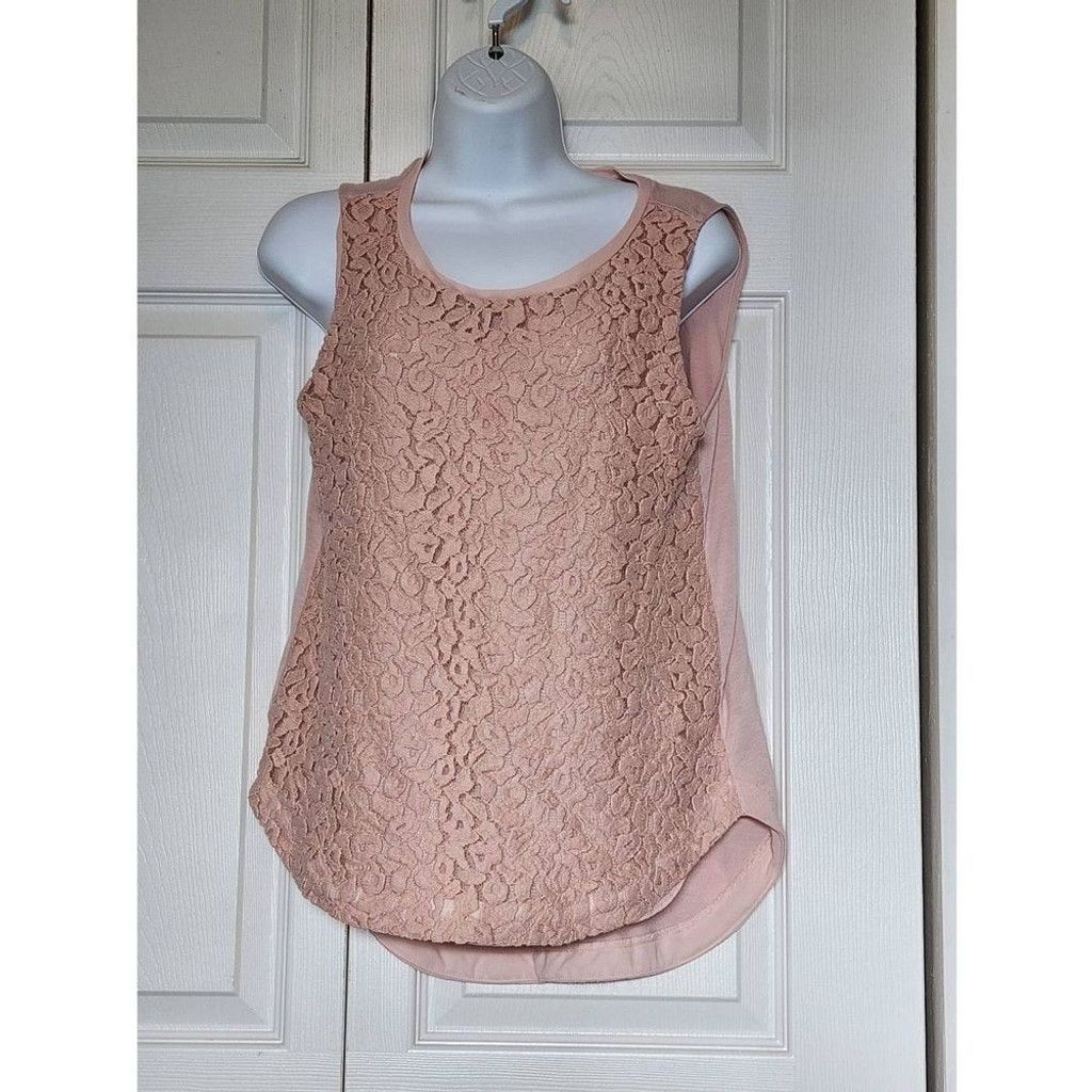 Loft Loft Pink Lace top Size XXS / US 00 / IT 34 - 2 Thumbnail