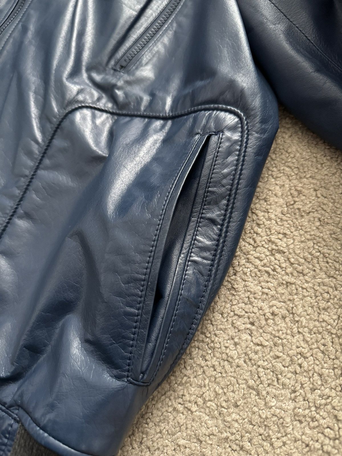 Undercover SS11 Undercover "Underman" Blue Biker Zipper Leather Jacket Size US M / EU 48-50 / 2 - 4 Thumbnail