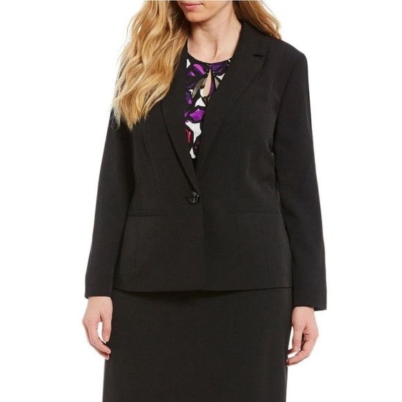 Kasper Single Button Double Slit Pocket Long Slv Blazer Sz 20W Work Size 3XL / US 20-22 - 3 Thumbnail