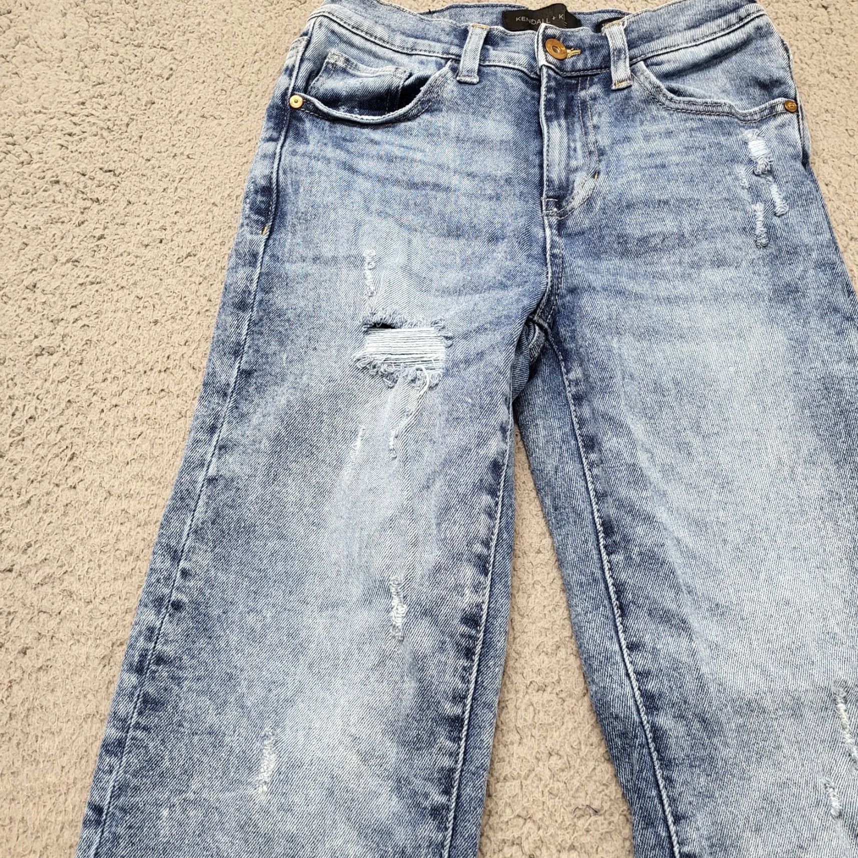 Vintage KENDALL + KYLIE Jeans The Icon High Rise Straight Distressed 1/25 Women's Denim Blue Distressed Jeans Hosiery? Size 42" / US 20 - 7 Thumbnail