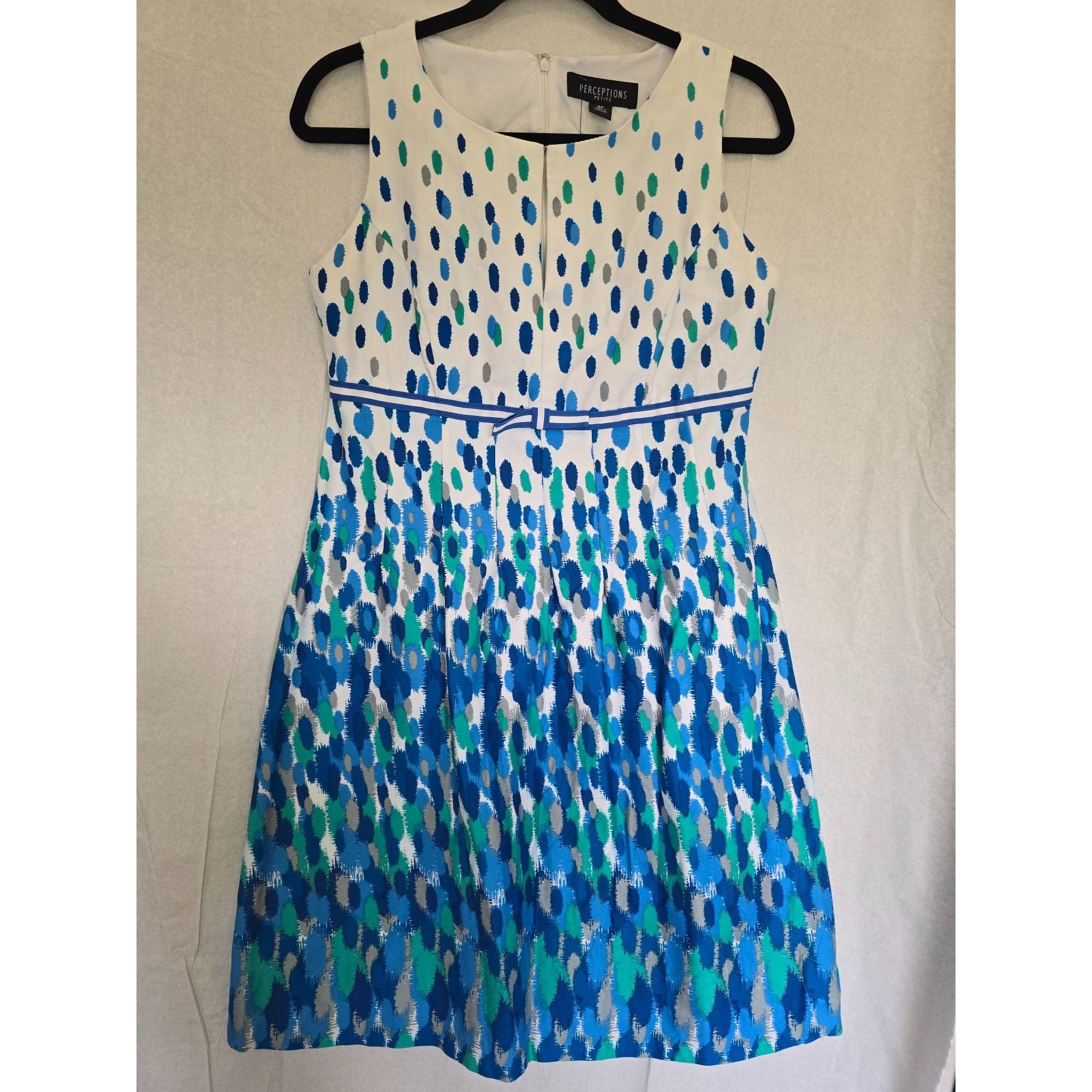 Other Perceptions Petite 8P White & Blue Polka Dot Sleeveless Dres Size M / US 6-8 / IT 42-44 - 1 Thumbnail