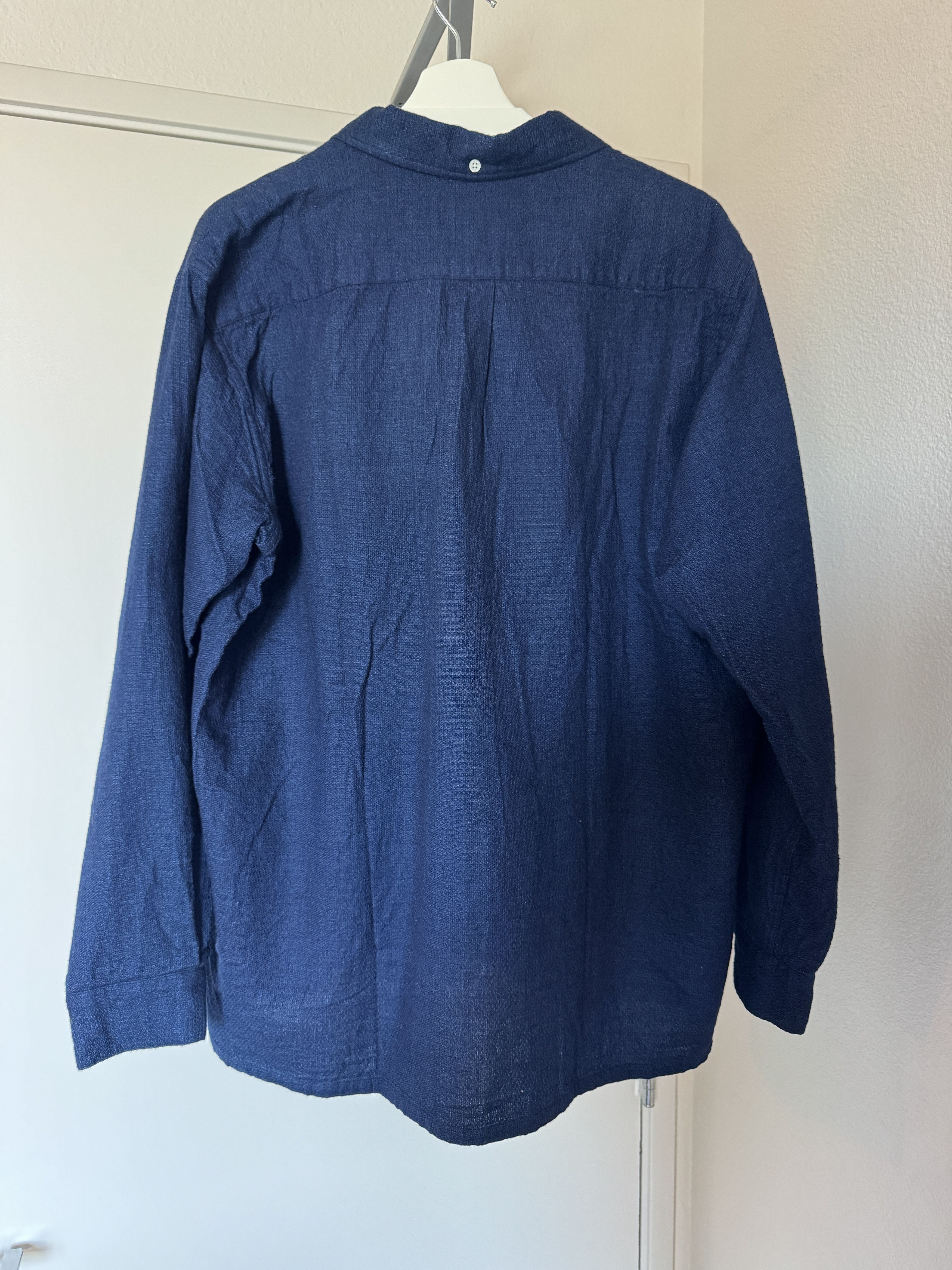 Open Button Down Indigo Panama Double Gauze Shirt