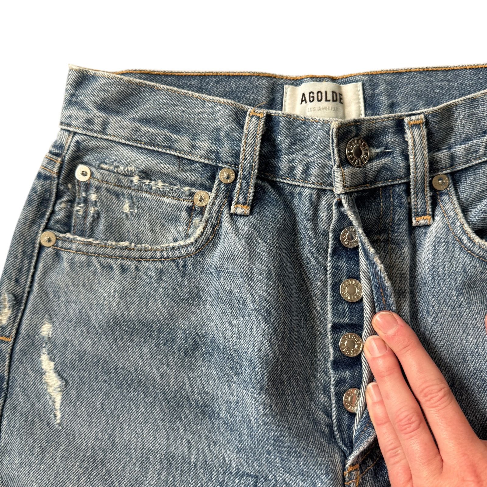 Agolde AGOLDE 90s Mid Rise Loose Fit Jeans Fall Out Distressed Size 24" / US 00 / IT 34 - 6 Thumbnail