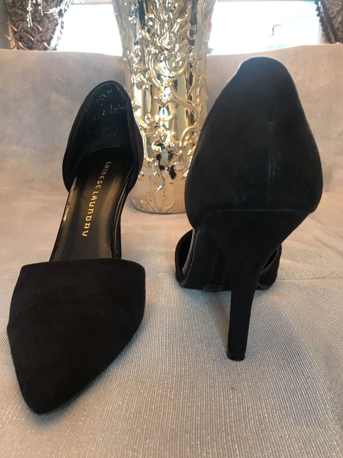 Chinese Laundry Black Faux/Vegan Suede D'Orsay Pumps Shoes Sz 9.5 EUC Size US 9.5 / IT 39.5 - 1 Thumbnail