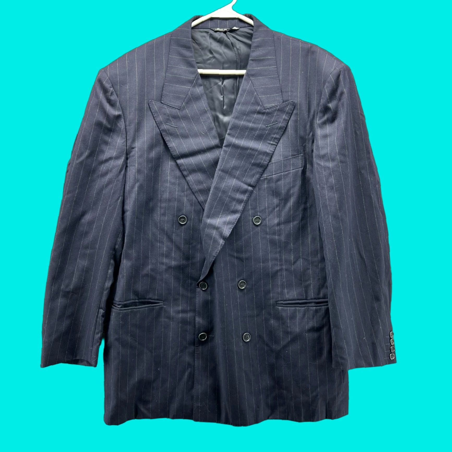 Canali VINTAGE Canali Blazer Mens 44R Blue Wool Notch Double-Breasted Milan Fit Surreys Women? Size 44R - 1 Thumbnail