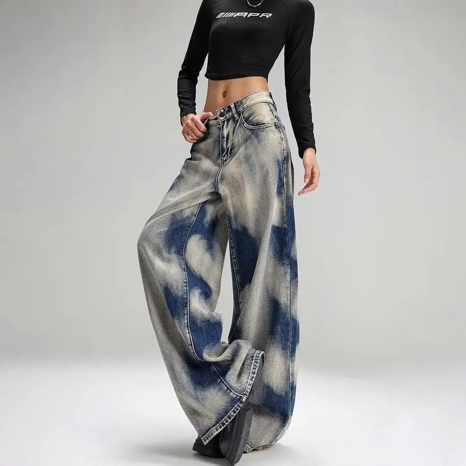 Japanese Brand Retro loose wide leg high street tie dye jeans Size US 32 / EU 48 - 2 Thumbnail