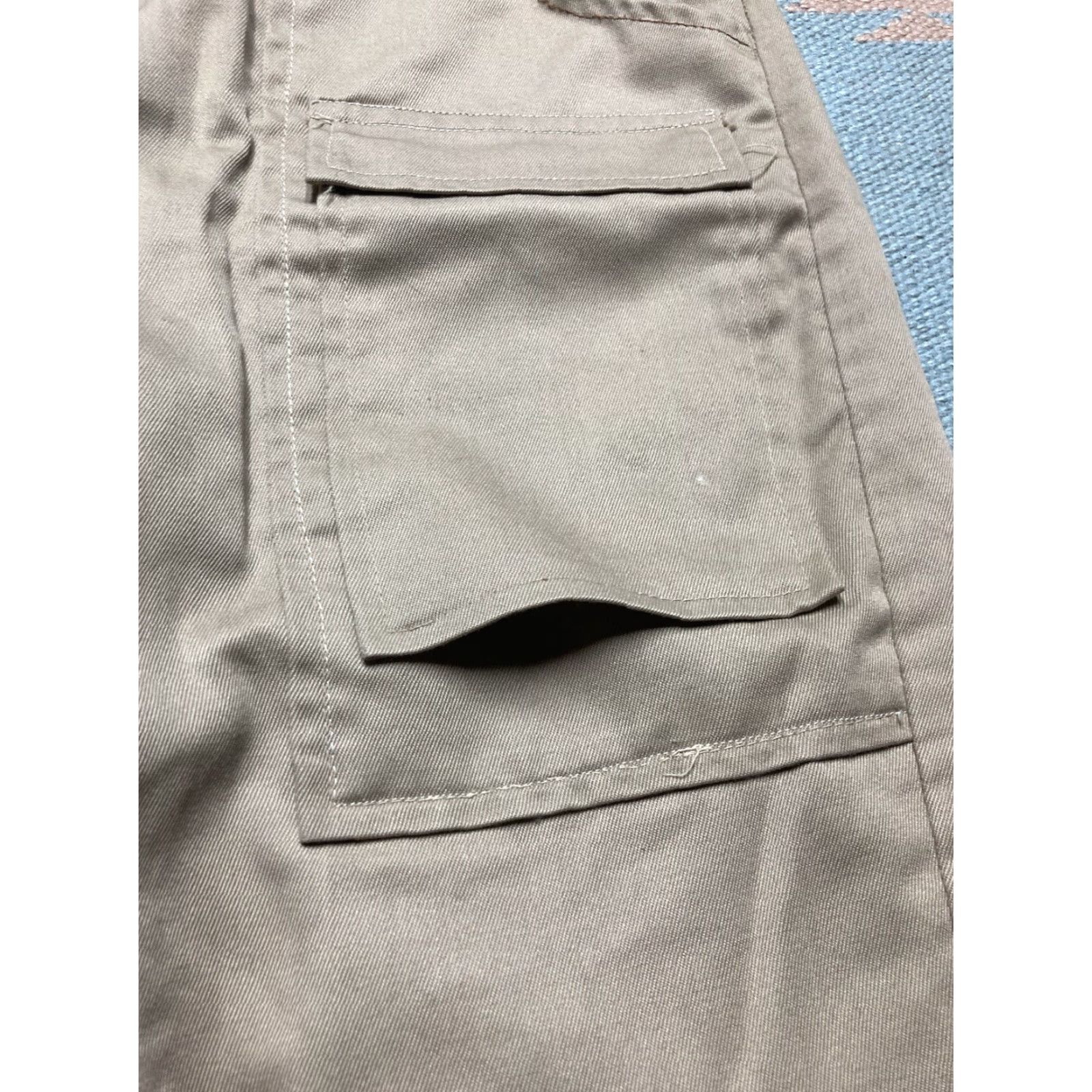 Vintage VINTAGE 1970s Bush Pocket Pants Chino Beige Khaki Wide Leg Zip 33x28 Mens Trousers Size US 33 - 4 Thumbnail
