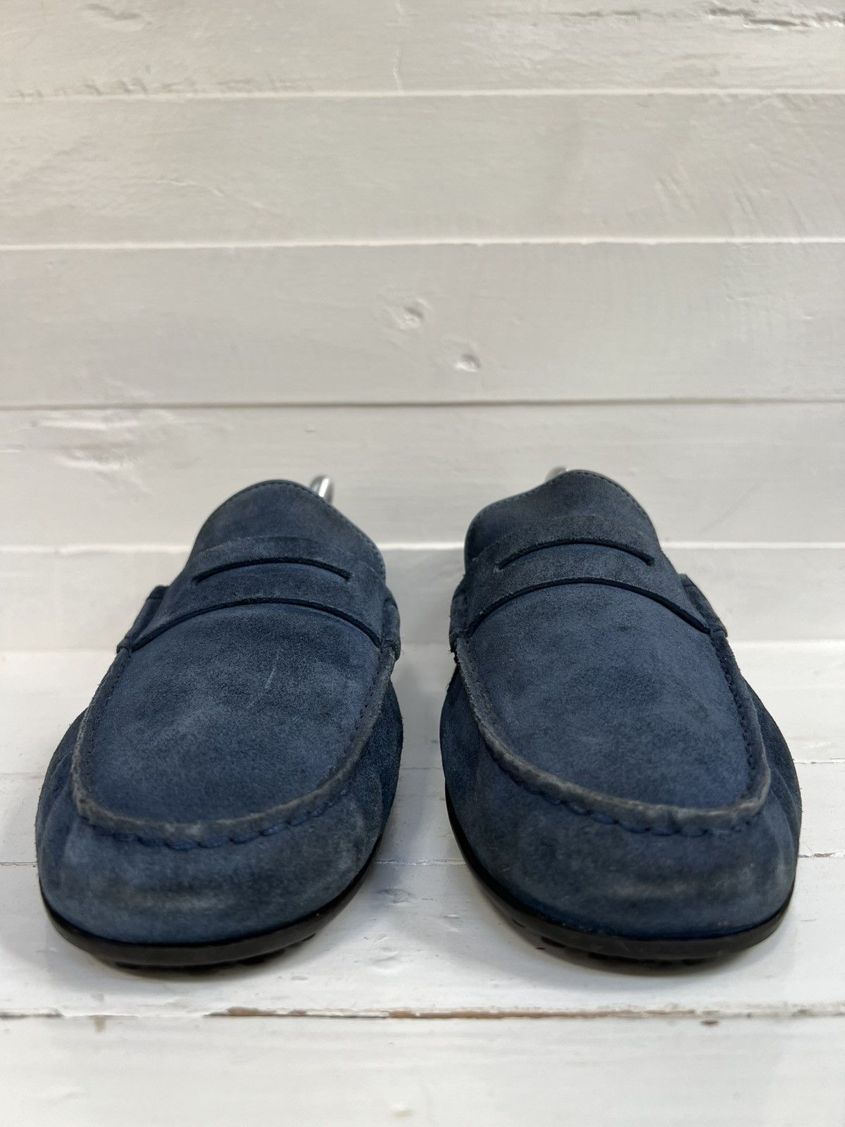 Gucci Men's Gucci Blue Suede Web Accent Loafers Size US 9 / EU 42 - 2 Thumbnail
