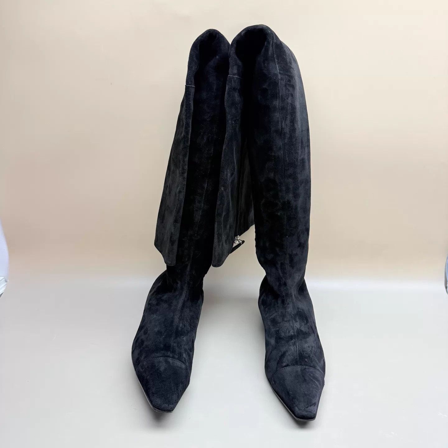 Chanel CHANEL Black Suede Knee-High CC Boots 36 99 New Size US 5.5 / IT 35.5 - 2 Thumbnail