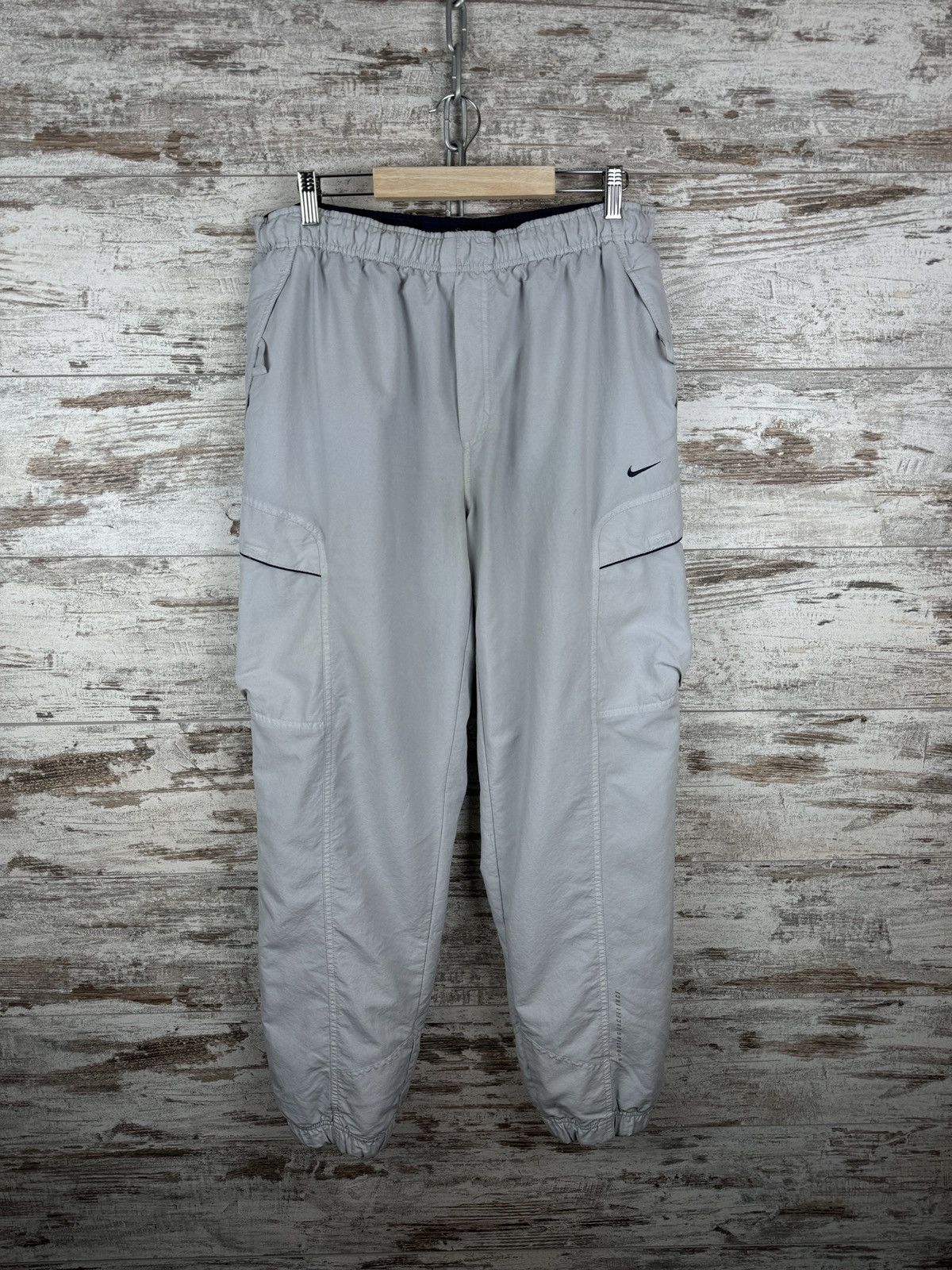 Nike × Vintage Mens Vintage Nike swoosh cargo pants drill sweatpants rare Size US 34 / EU 50 - 2 Thumbnail
