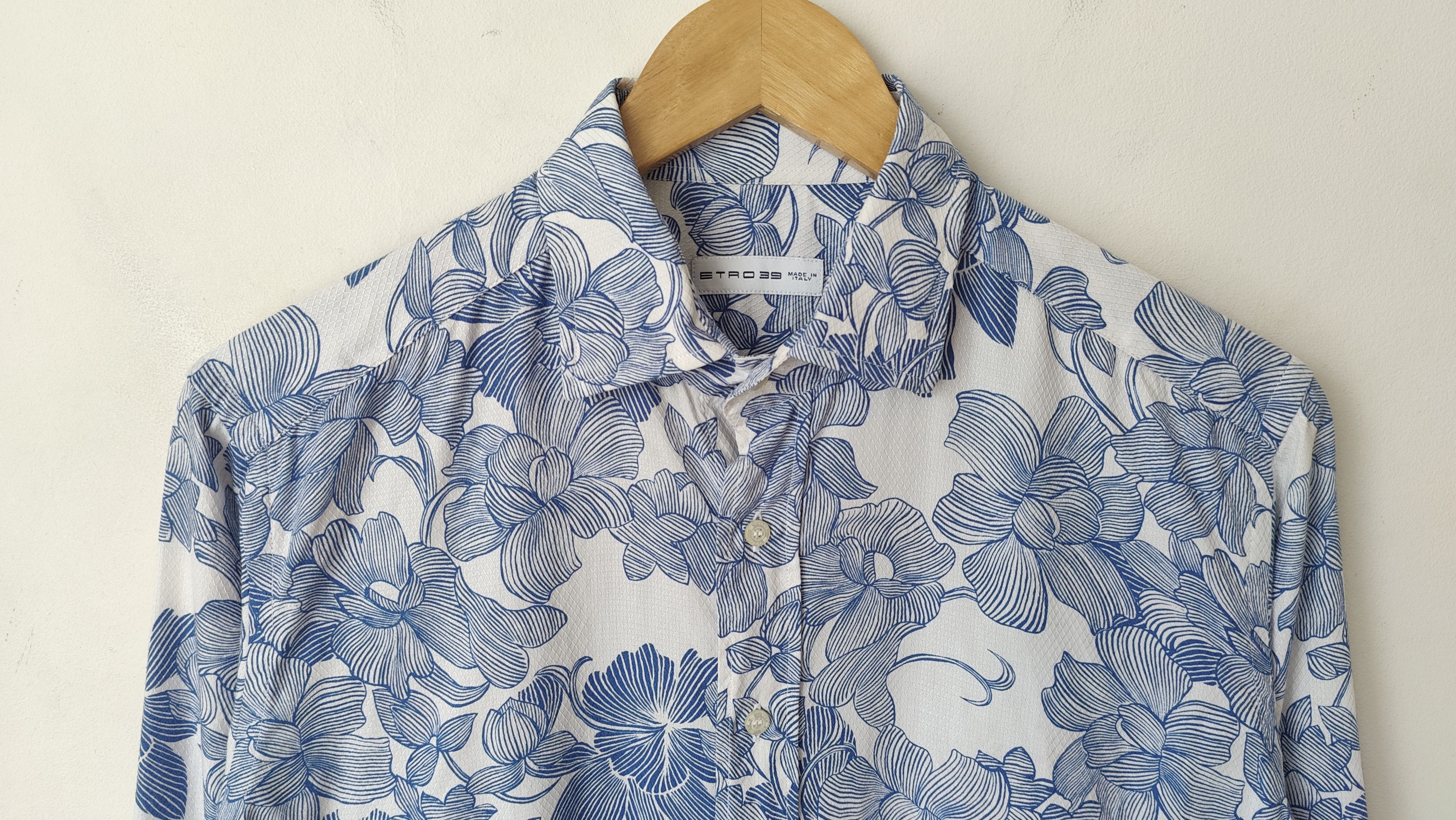 Etro Etro Milano Floral Casual Blue Shirt Made in Italy Size US L / EU 52-54 / 3 - 3 Thumbnail
