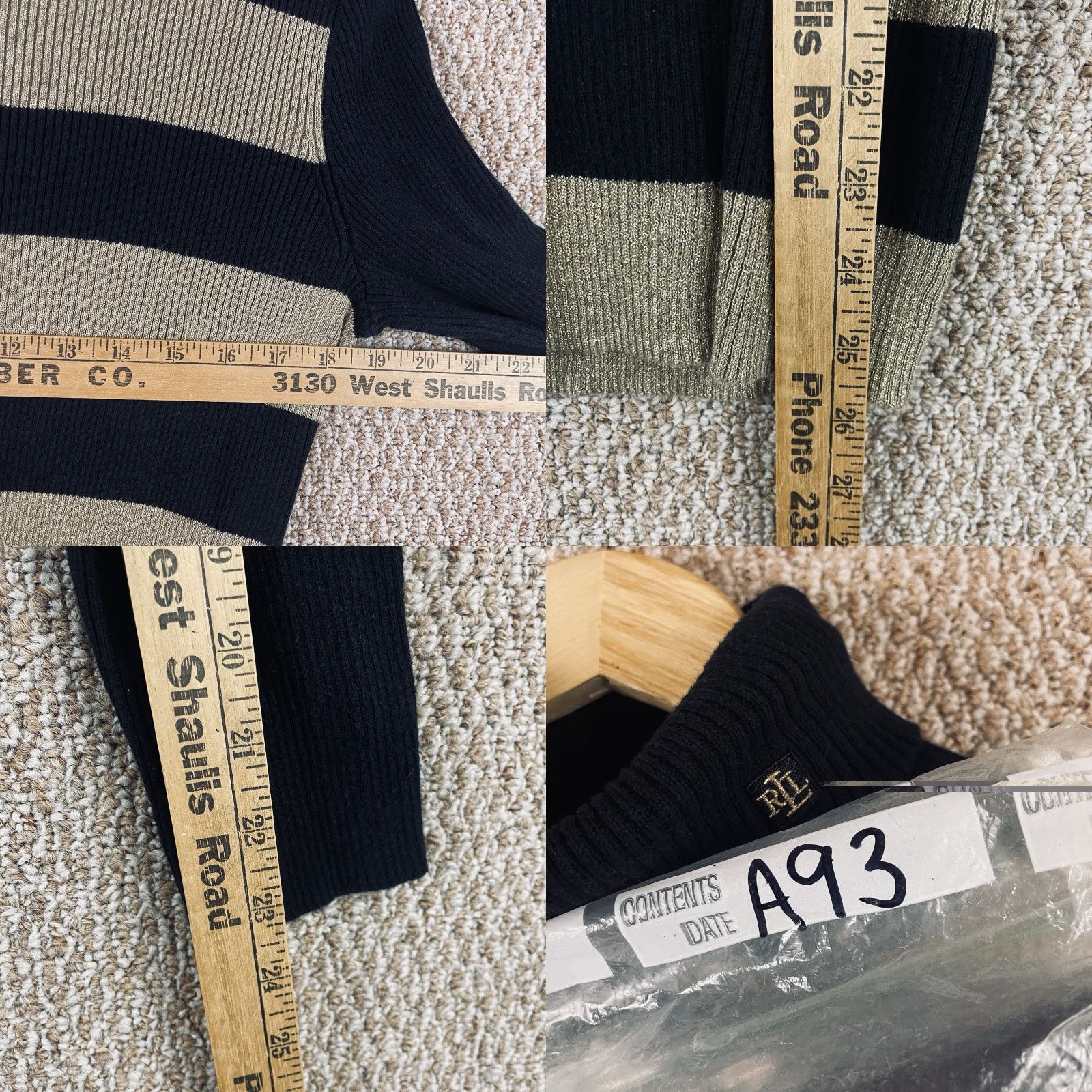 Ralph Lauren Ralph Lauren Sweater Women XL Turtleneck Striped Black Cotton Blend Knit Pullover Plus Size Y2K 90s Dark Academia Vintage No Womens A93 Size XL / US 12-14 / IT 48-50 - 8 Thumbnail