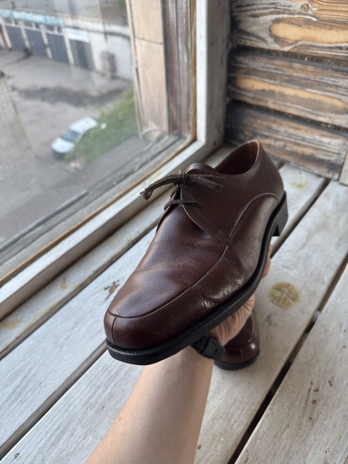 Bally × Designer Made in Italy Brown Leather Derby Shoes – Minimalist Formal Size US 10 / EU 43 - 9 Thumbnail