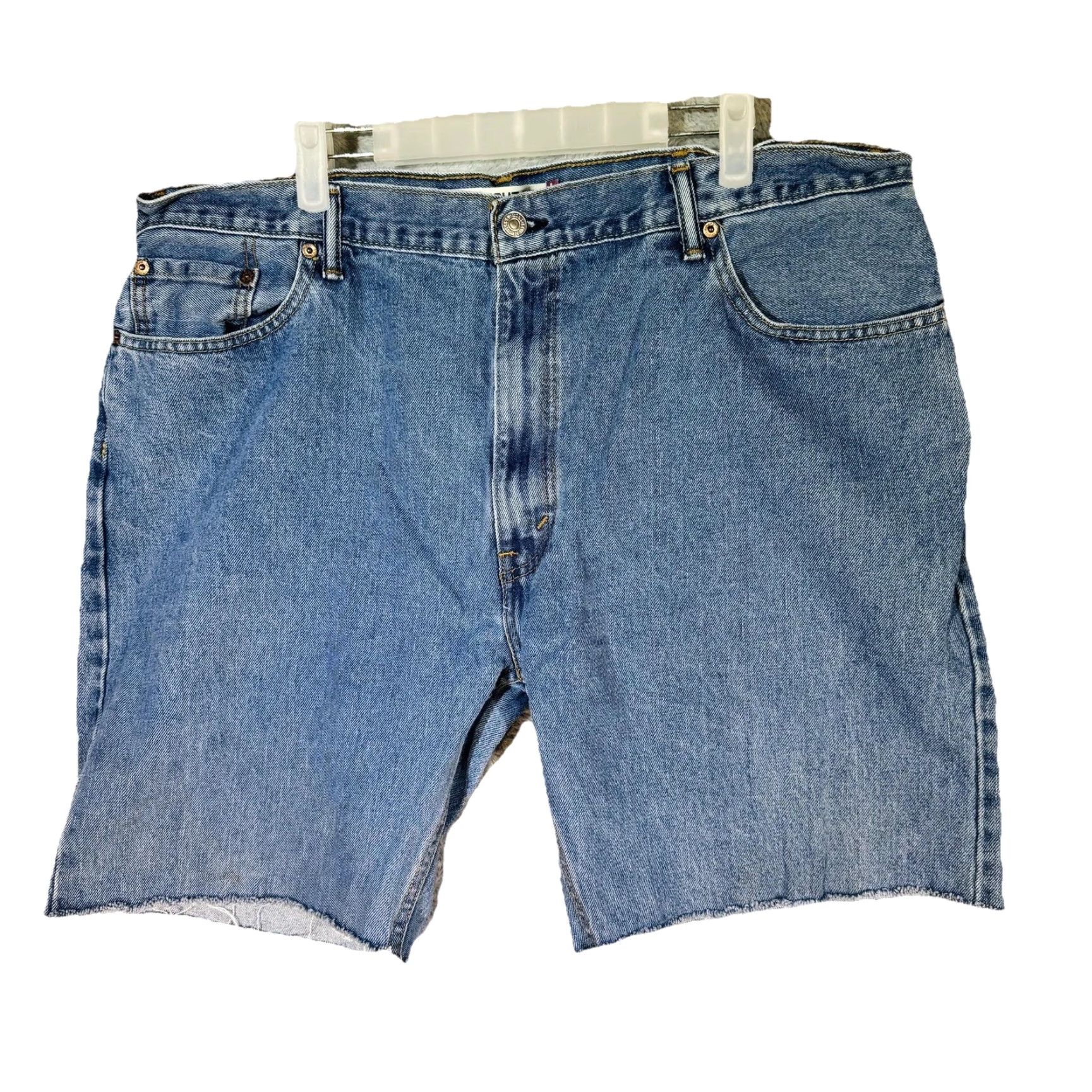 Levi's VINTAGE Levi's 505 Straight Fit Denim Jean Shorts Bermuda Men 42 Blue Cutoff Frayed Hem Distressed Pockets Logo Denim 100% Cotton USA Size US 42 / EU 58 - 2 Thumbnail