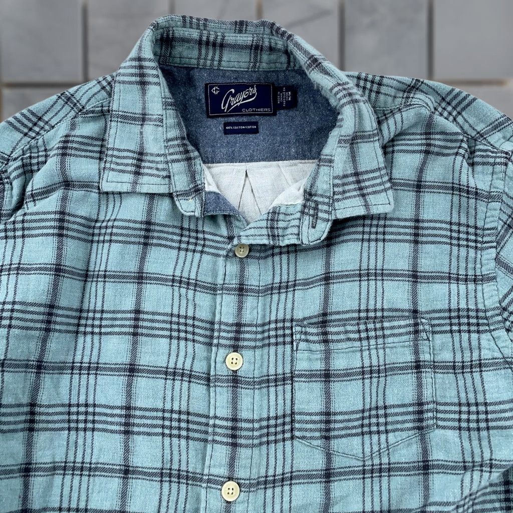 Grayers Grayers Clothiers Flannel Shirt Mens Medium Blue Gray Plaid Collared Button Up Size US M / EU 48-50 / 2 - 1 Thumbnail