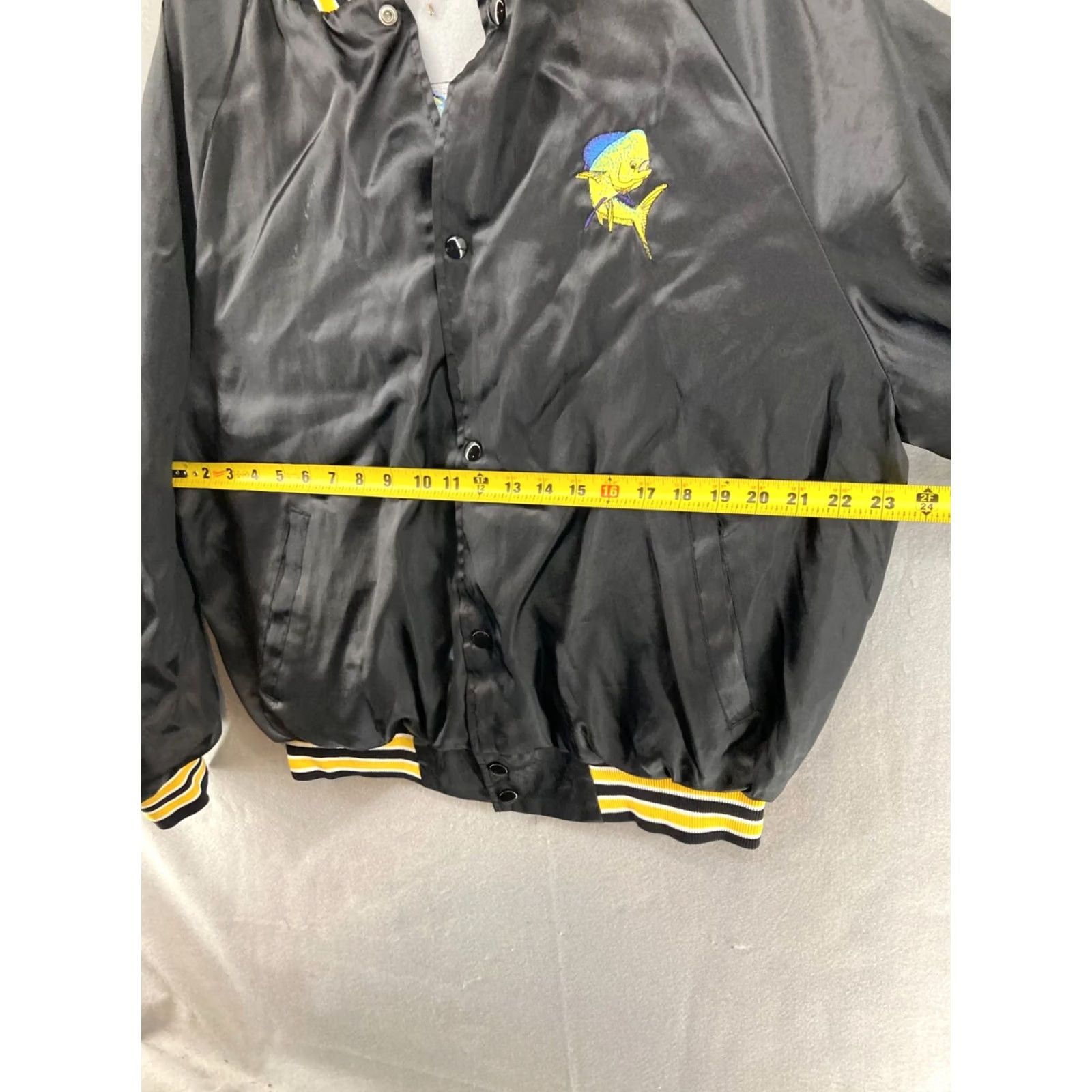 Vintage VINTAGE Ark Jacket Mens XL Black Nylon Satin Bomber 80s 90s Holiday Pattern Mahi Mahi Logo Button Relaxed All Seasons Full Zip Size US XL / EU 56 / 4 - 2 Thumbnail
