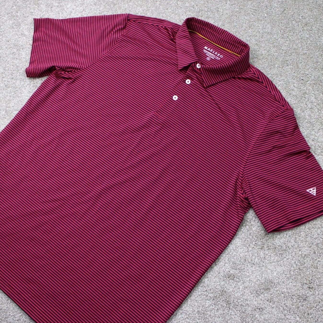 Vintage Maelreg Polo Shirt Mens XL Pink/Black Striped Polyester Spandex Short Sleeve Golf Dress? Size US XL / EU 56 / 4 - 3 Thumbnail