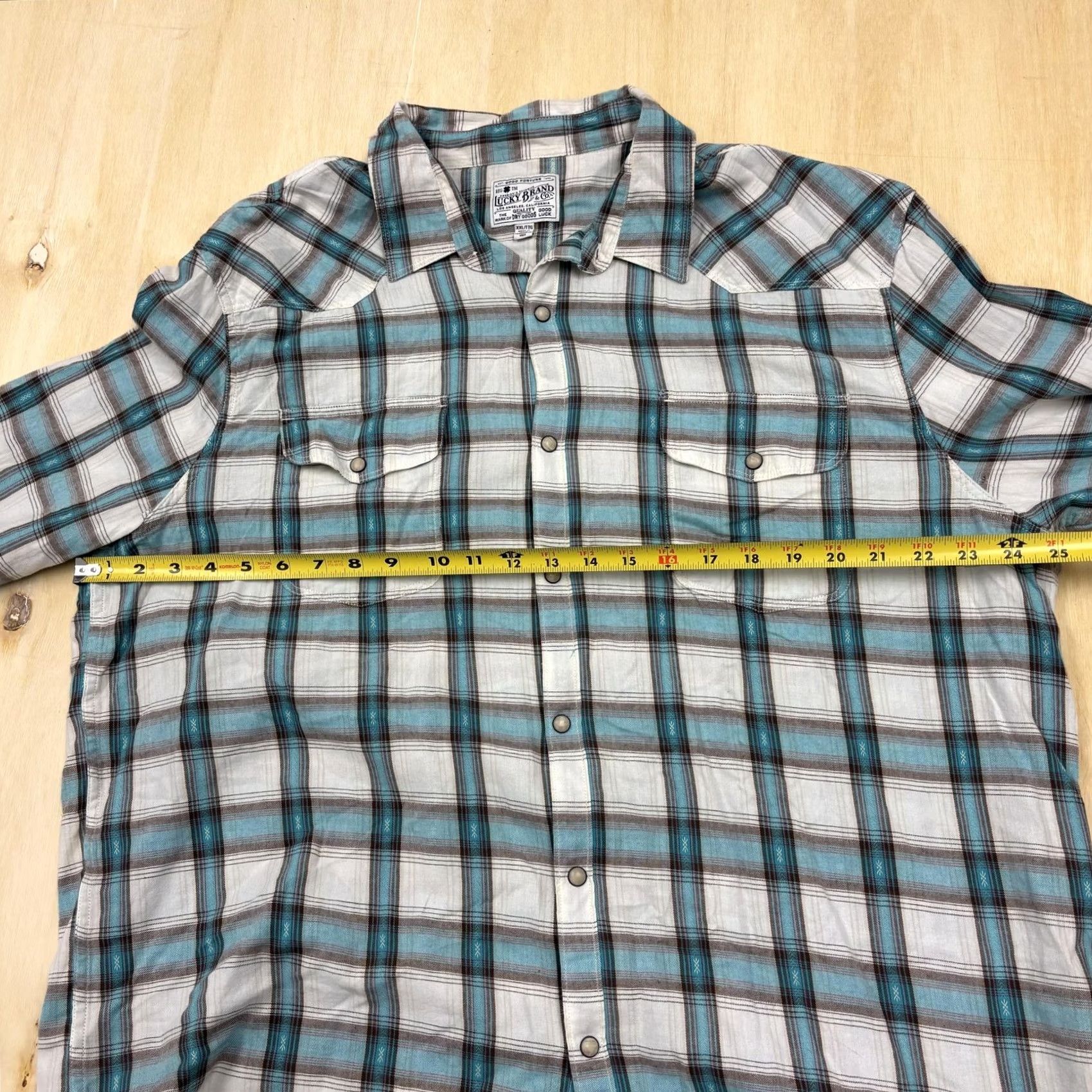 Lucky Brand Lucky Brand Shirt Mens 2XL Blue Plaid Long Sleeve Snap Front Casual Western Size US XXL / EU 58 / 5 - 7 Thumbnail