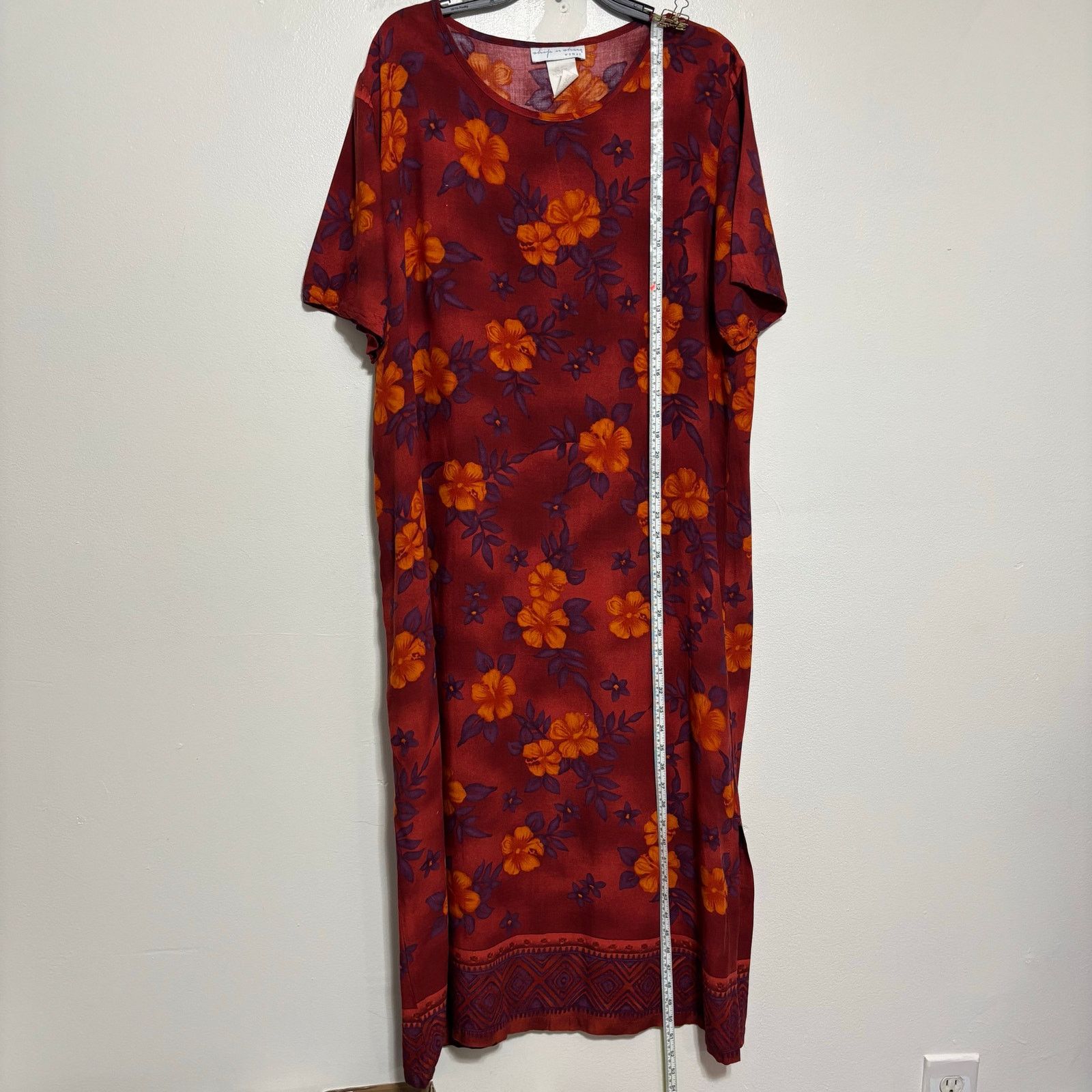 Other VTG Ship N Shore Red Floral Dress 1X Short Sleeve Tie Back Size XL / US 12-14 / IT 48-50 - 3 Thumbnail