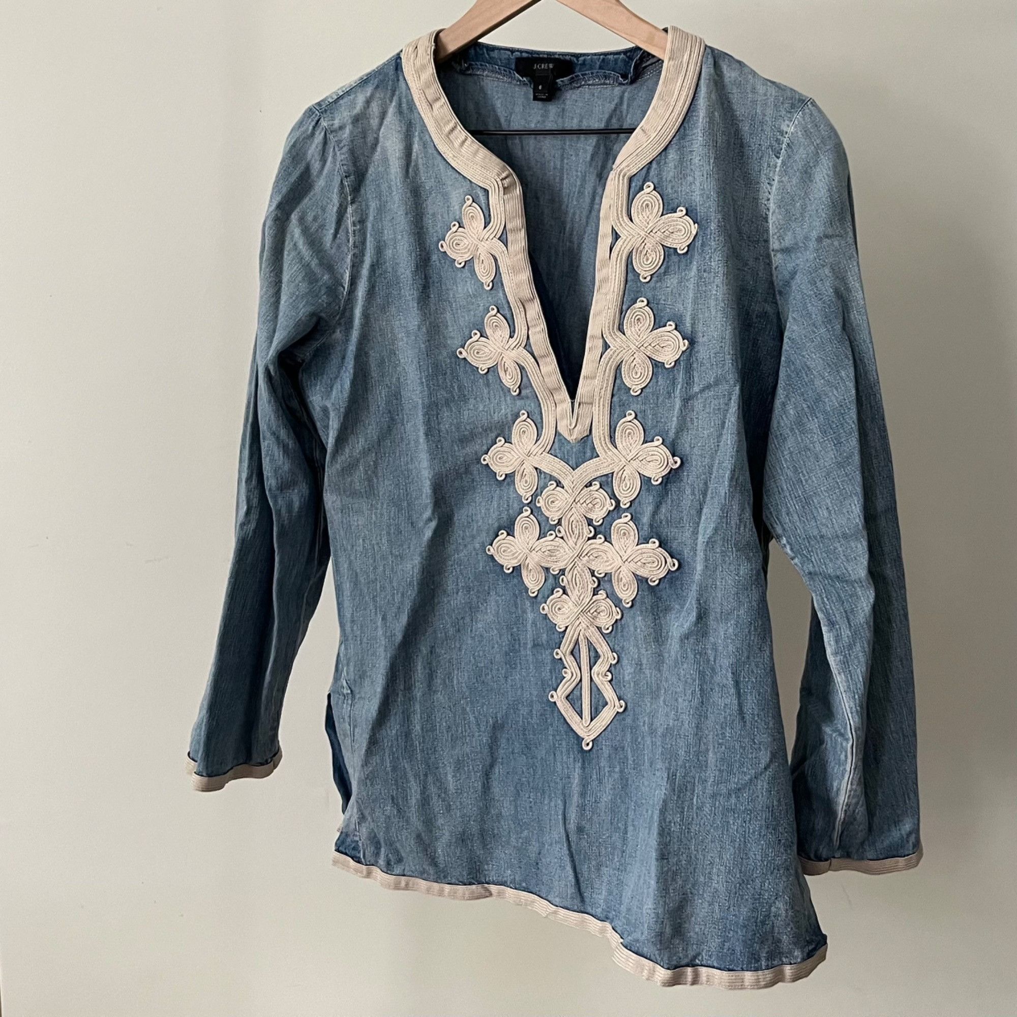 J.Crew J.Crew Soutache Embroidered Chambray Tunic Size M / US 6-8 / IT 42-44 - 1 Thumbnail