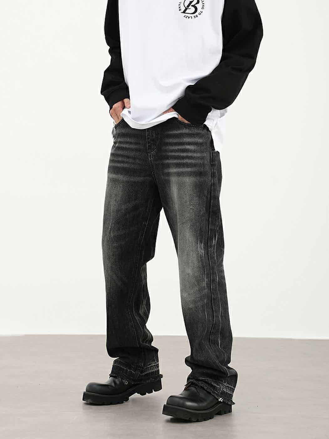 punk grunge damaged washed faded yuppie jeans