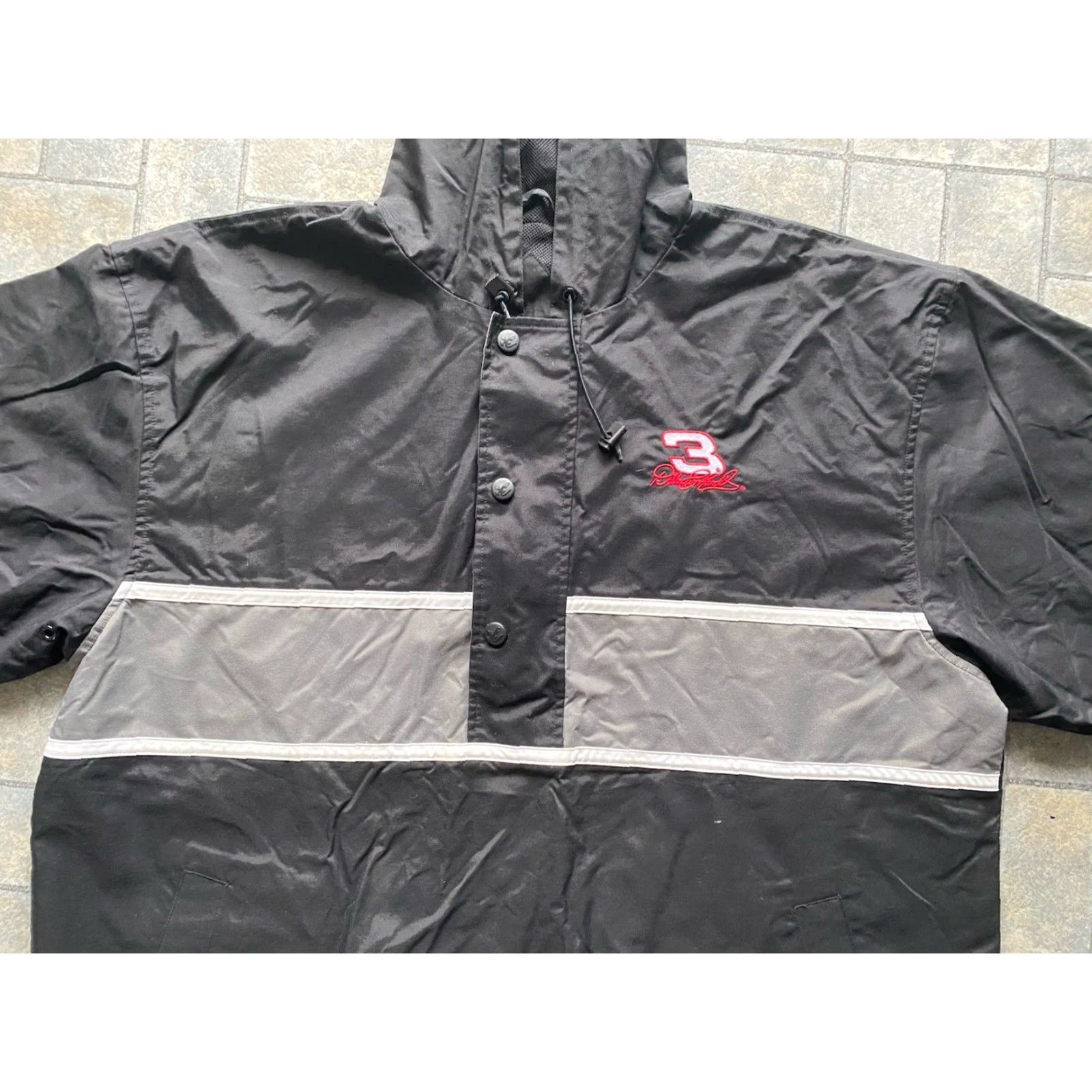Chase Authentics VTG Chase Authentics MENS XL Dale Earnhardt Hooded Lined Pullover Windbreaker Black Gray Jacket Men XL Size US XL / EU 56 / 4 - 4 Thumbnail