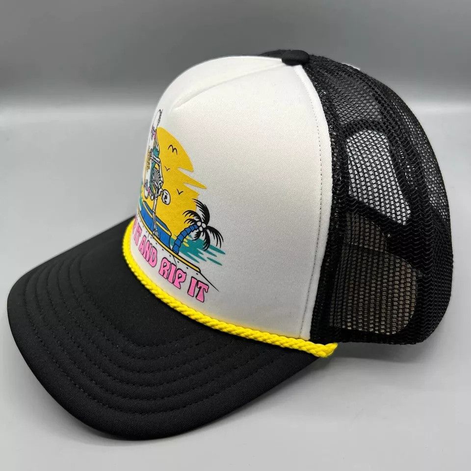 The Unbranded Brand Grip It and Rip It Trucker Hat Men White Skate Snap Back Cap Size ONE SIZE - 2 Thumbnail