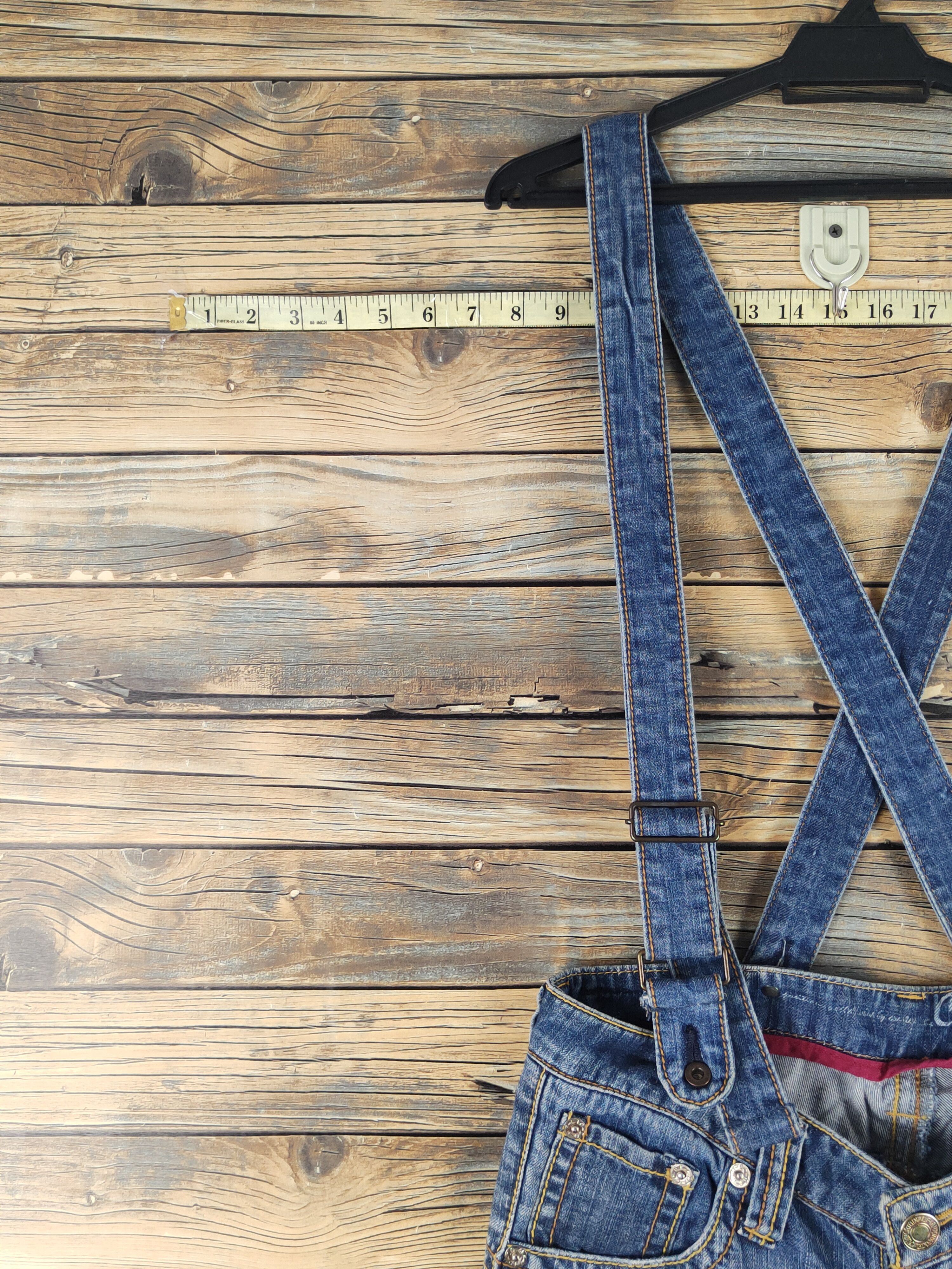 Japanese Brand DL Japanese Brand Blue Distressed Suspender Jeans #1082 Size 28" / US 6 / IT 42 - 3 Thumbnail