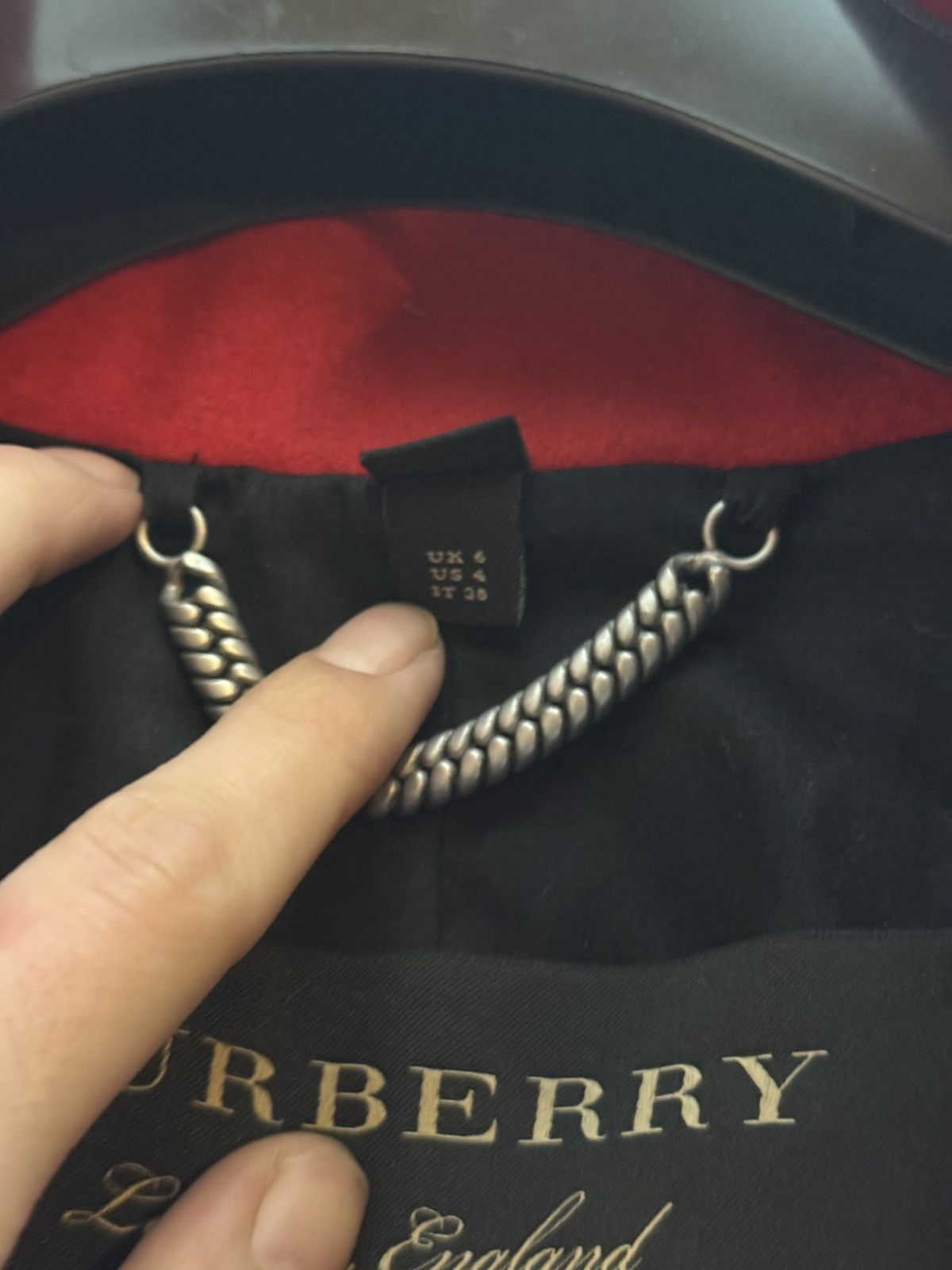 Burberry Burberry Wool Ceremony Coat with Red & Green Sheepskin Trim Size XS / US 0-2 / IT 36-38 - 16 Thumbnail