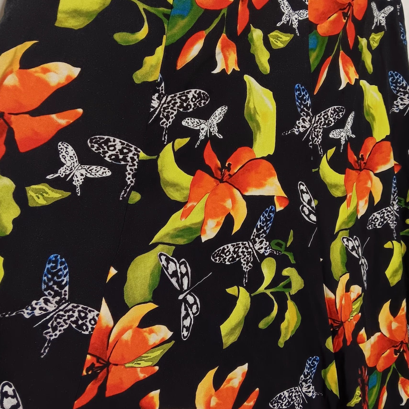 Soft Surroundings Soft Surroundings Skirt Midi A-Line Womens Large Multicolor Floral Tropical Hawaii Beach Bohemian Vacation 36" Waist 34" Long Elastic Waist Zip Button Size 36" / US 14 / IT 50 - 3 Thumbnail