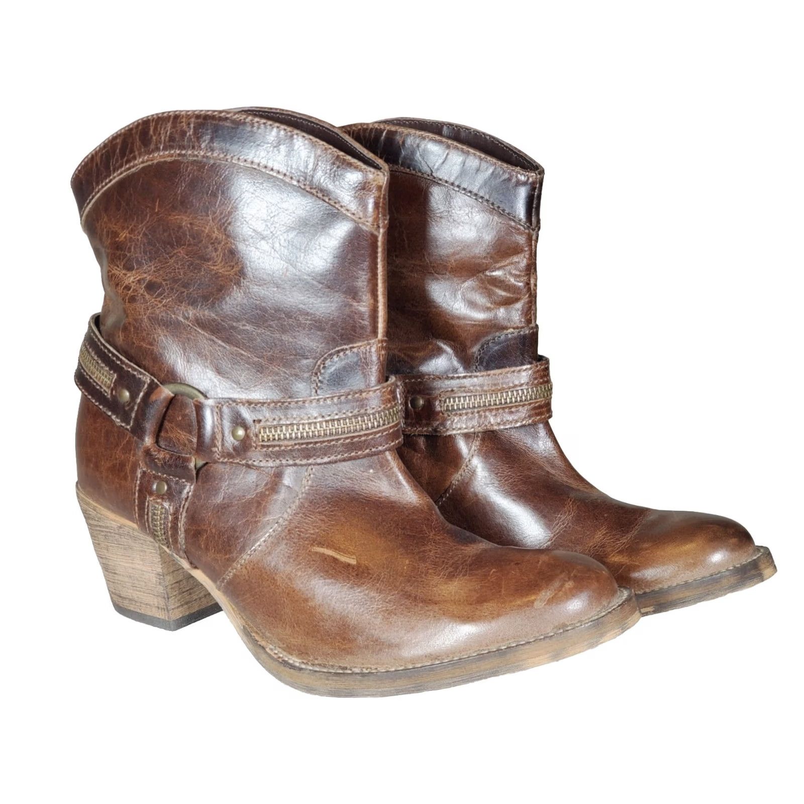 Etro Dingo Metro Bluff Western Harness Boots Brown Leather Zipper Women's US 10 New Size US 10 / IT 40 - 2 Thumbnail