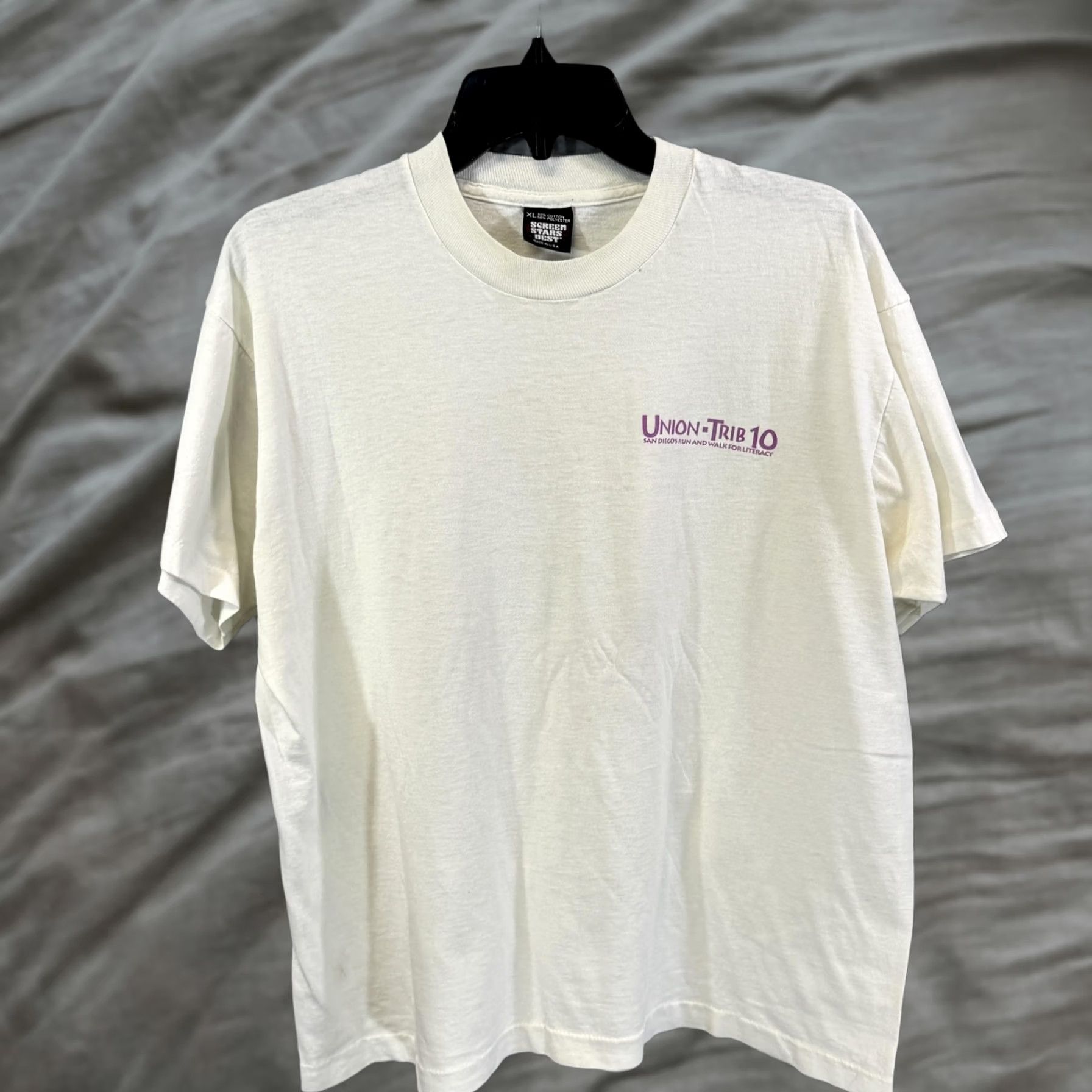 Vintage VINTAGE Union-Trib 10 Shirt Mens XL White San Diego Run Walk Literacy Graphic 90s Size US XL / EU 56 / 4 - 1 Thumbnail